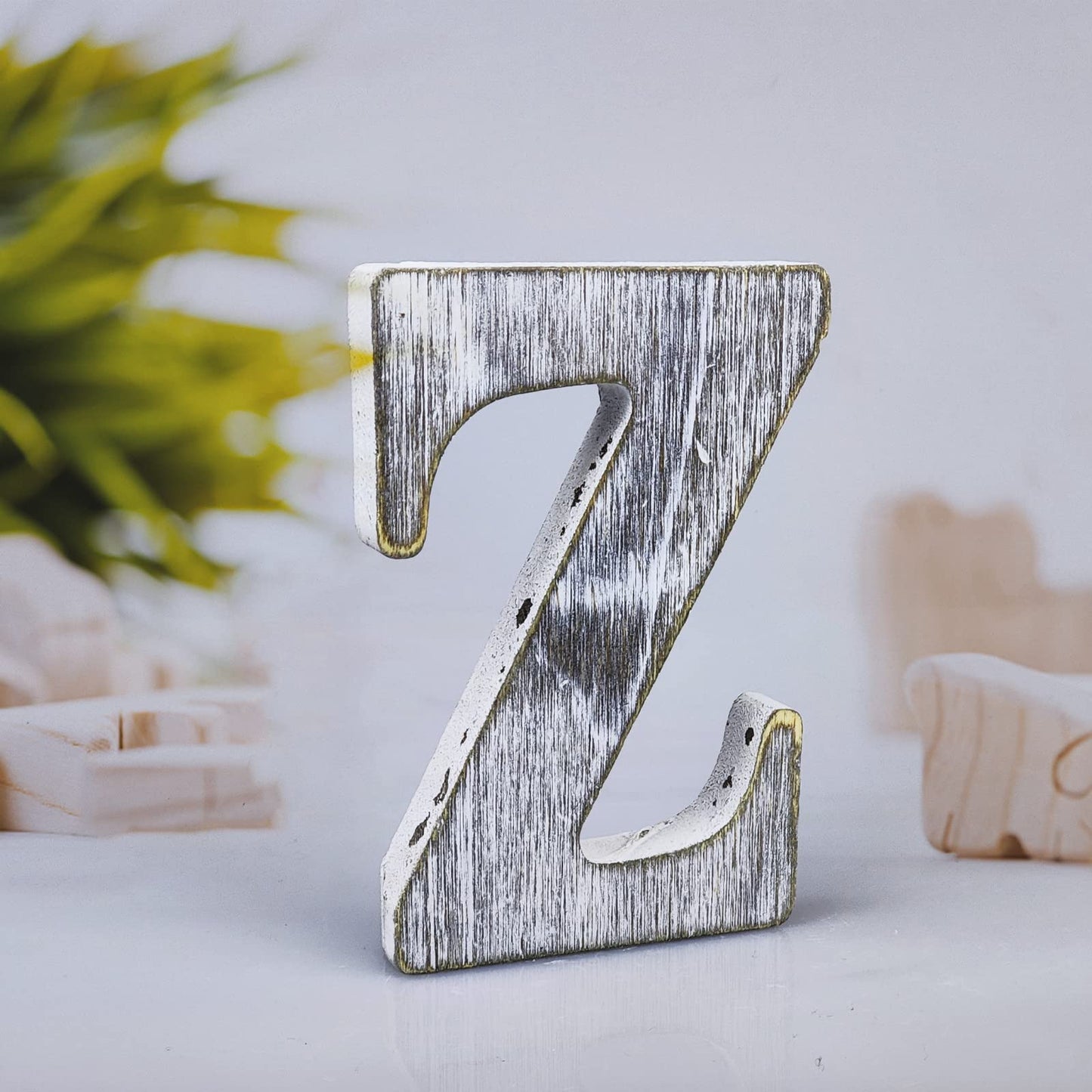 WOODOUNAI 4 Inch Wood Letters Unfinished Rustic Wood Letters for Wall Decor Decorative Standing Letters Slices Sign Board Decoration for Craft Home Party Projects (Z)