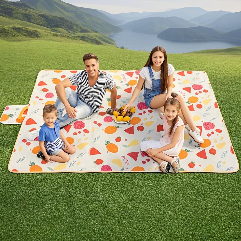 TaTalife Picnic Blankets, Portable Outside Baby Blanket, 3 Layer Picnic Mat for Camping, 79" x 59" Large Waterproof Sand Proof Camping Blanket, Lightweight Folding Portable Travel Blanket