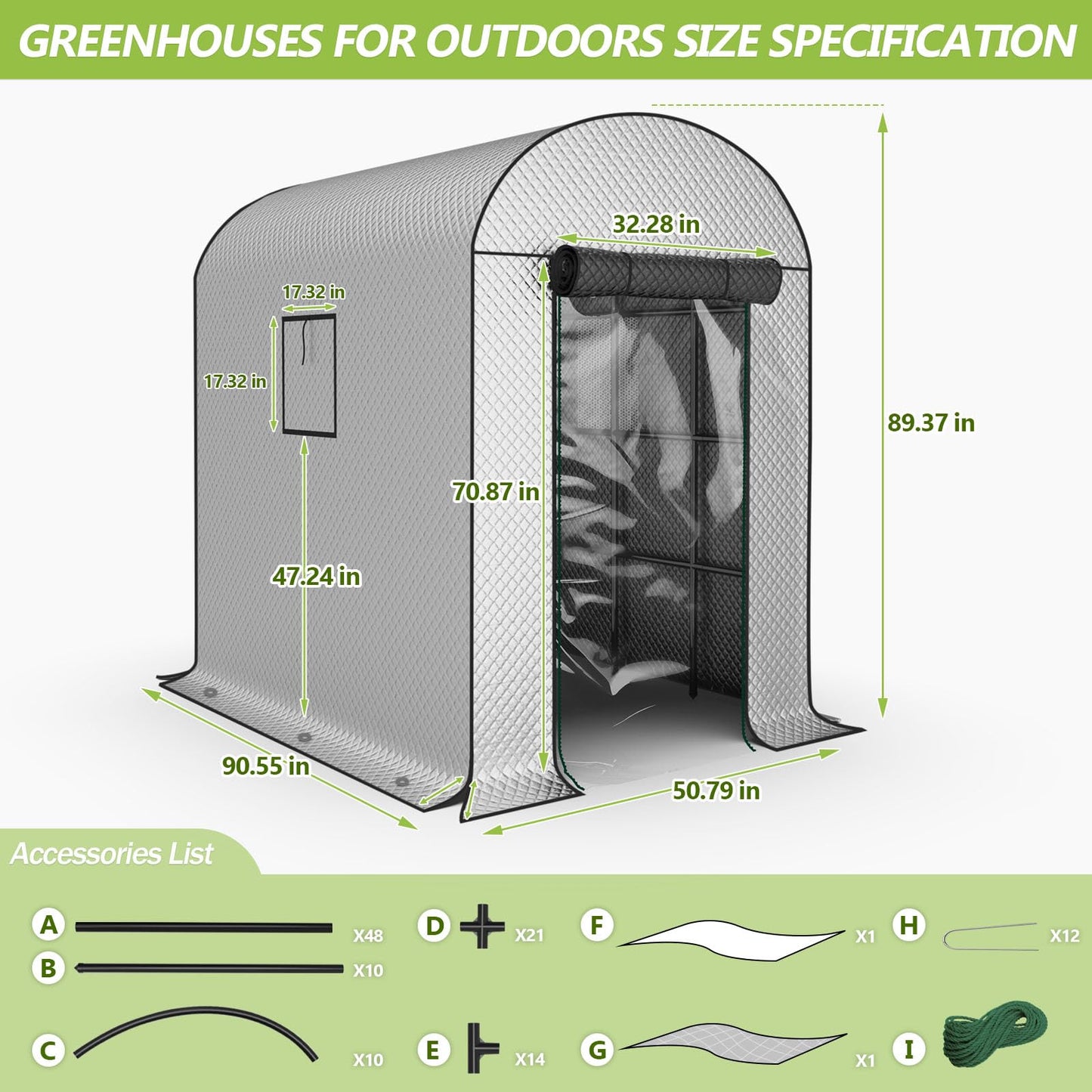 BUKLIYN Greenhouses for Outdoors - 90.5'' × 50.8'' × 89.3'' Walk in Plant Greenhouses,Double-Layer Covering - PVC Film and Cotton Film, Suitable for All Seasons
