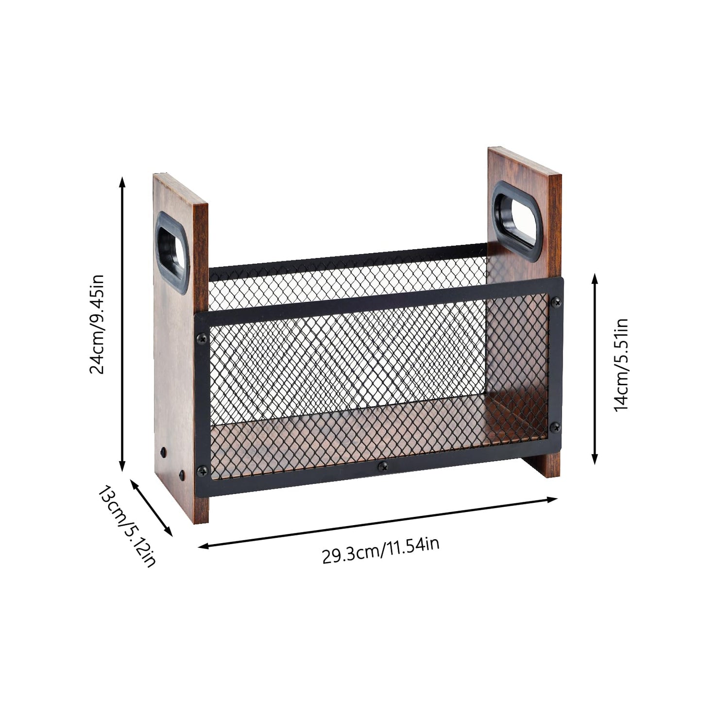 WBJKZJD Magazine Holder, Desktop Magazine Rack File Holder Organizer Rustic Storage Basket for Magazines, Books, Newspapers, Tablets (Small)