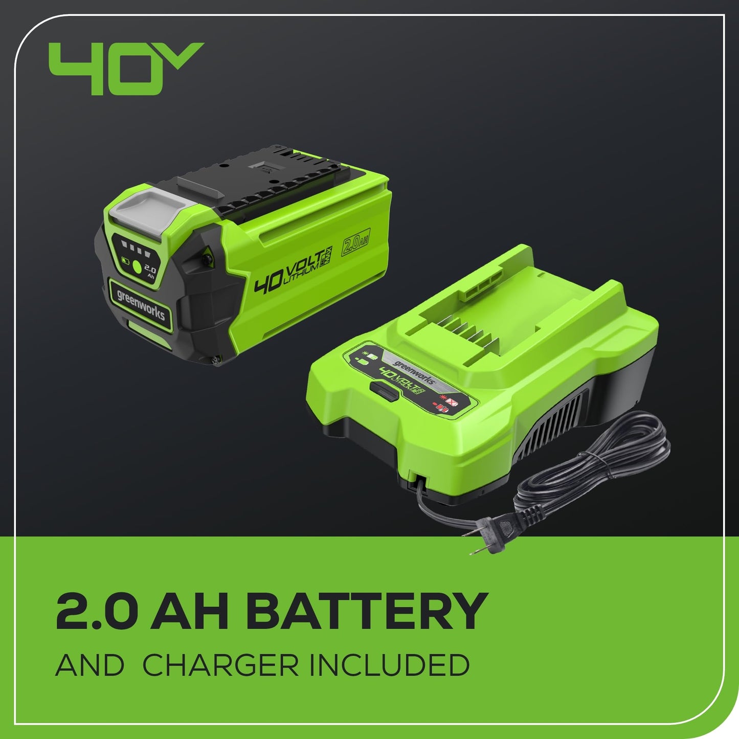 Greenworks 40V 20" Cordless Pole Hedge Trimmer, 2.0Ah Battery and Charger Included