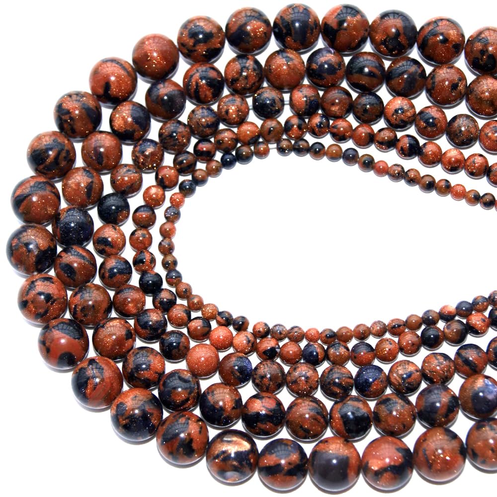 6mm Blue Gold Sand Stone Mixed Sandstone Beads Round Semi Precious Gemstone Loose Beads for Jewelry Making 14"(60-62pcs/strand)
