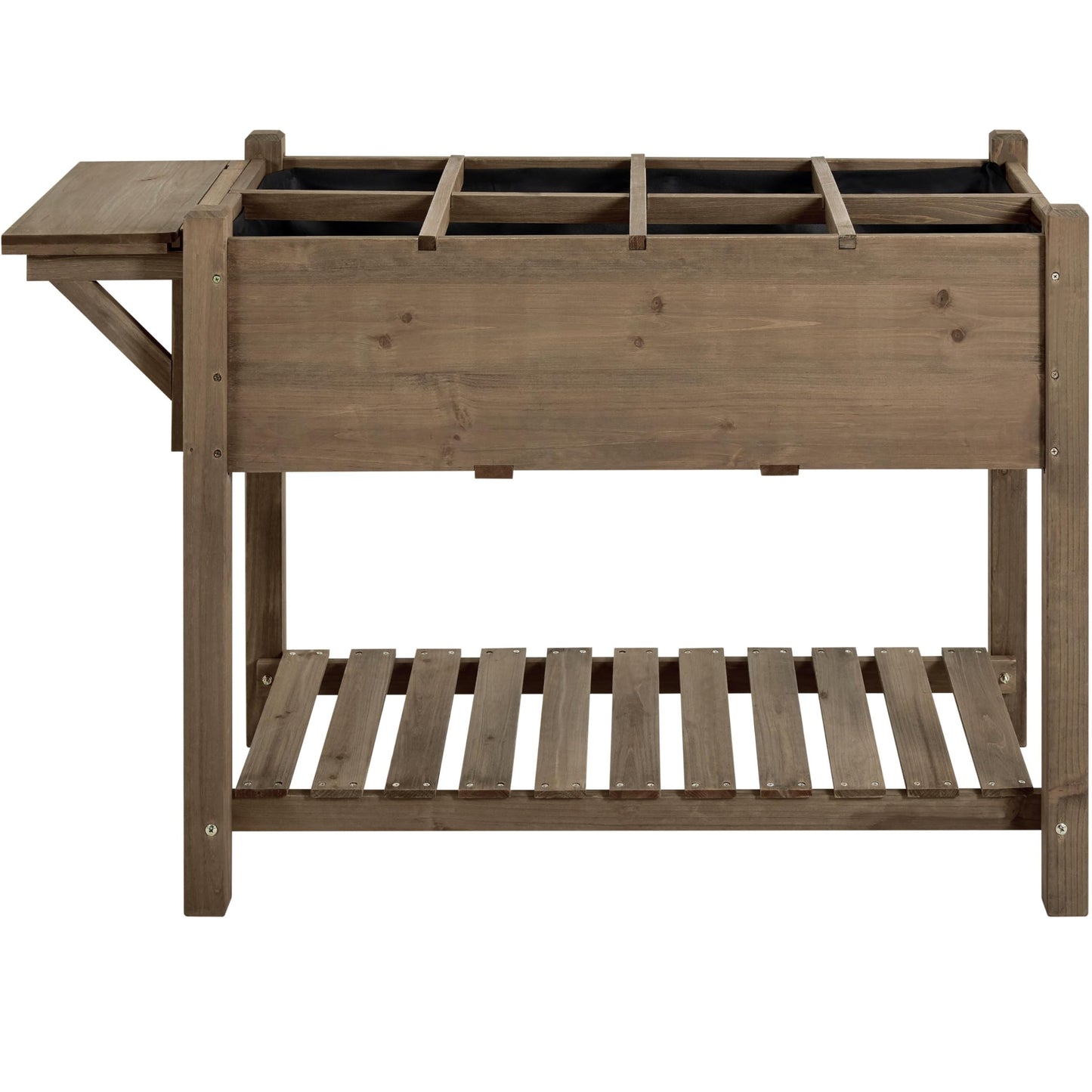 Yaheetech 49x22x32in 8 Pockets Horticulture Raised Garden Bed Elevated Wood Planter Box Stand with Foldable Side Table and Storage Shelf for Herb/Vegetables/Flowers