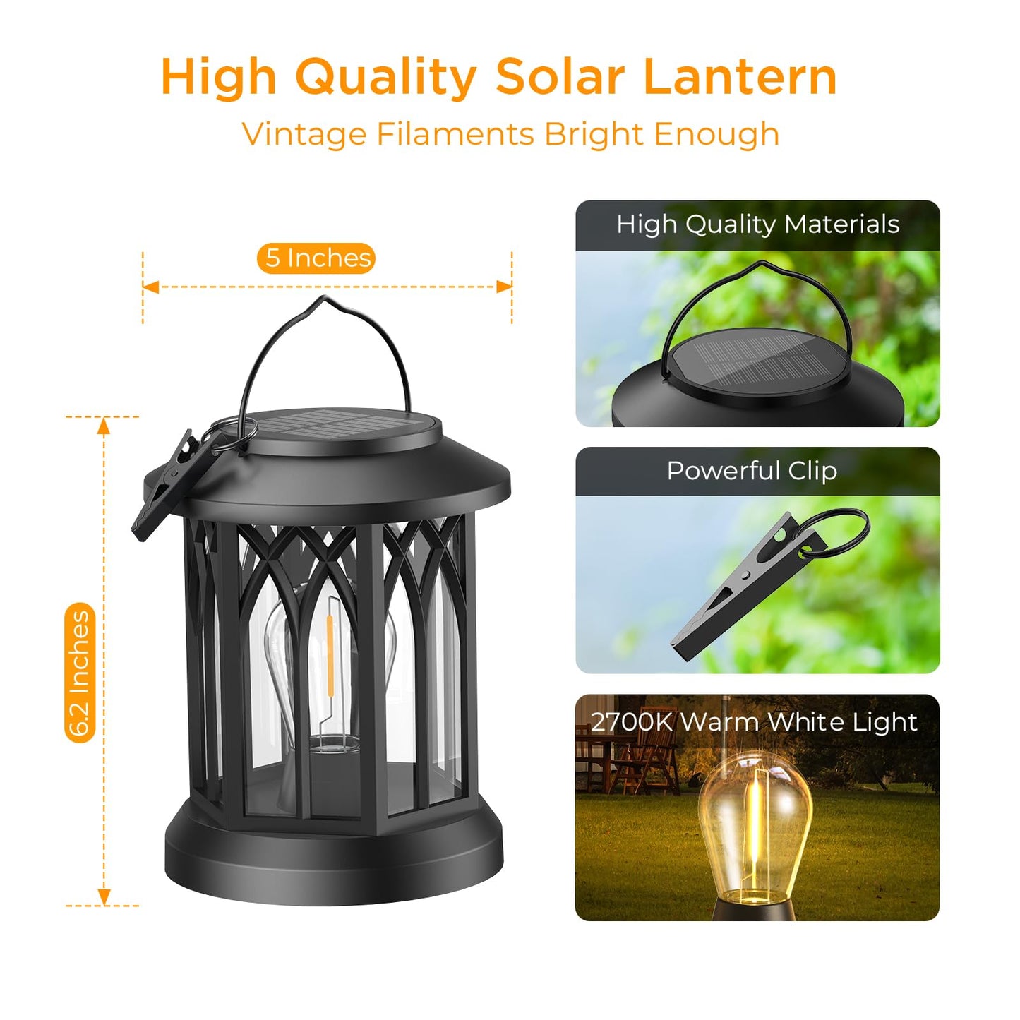 WdtPro 4 Pack Solar Lantern Outdoor Lights, Upgraded Bright Solar Lanterns Outdoor Waterproof, Hanging Solar Powered Lantern Over 12Hrs Lights for Outside Garden Yard Patio Tree Path Decor