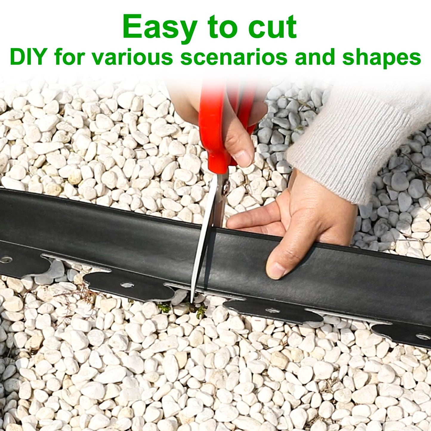 JERIA 2 Inch Tall 33 FT Garden Edging Kit with 45pcs Spikes, Plastic Edging for Landscaping