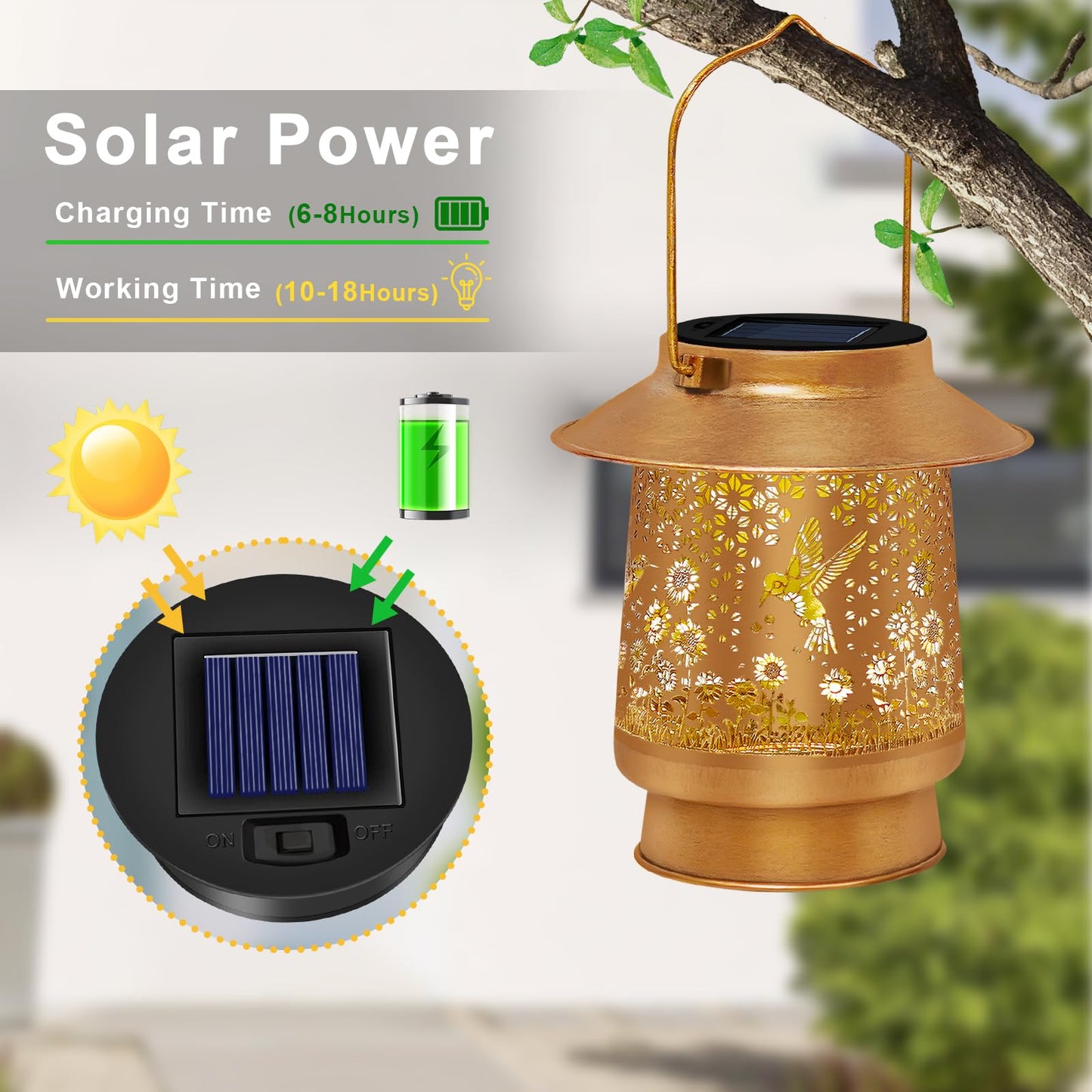 Mothers Day Gifts Solar Lanterns Outdoor Waterproof Hummingbird Solar Lights Garden Decor Gifts for Mom,Women,Grandma,Outdoor Light with Outside for Garden,Patio,Yard,Backyard,Porch