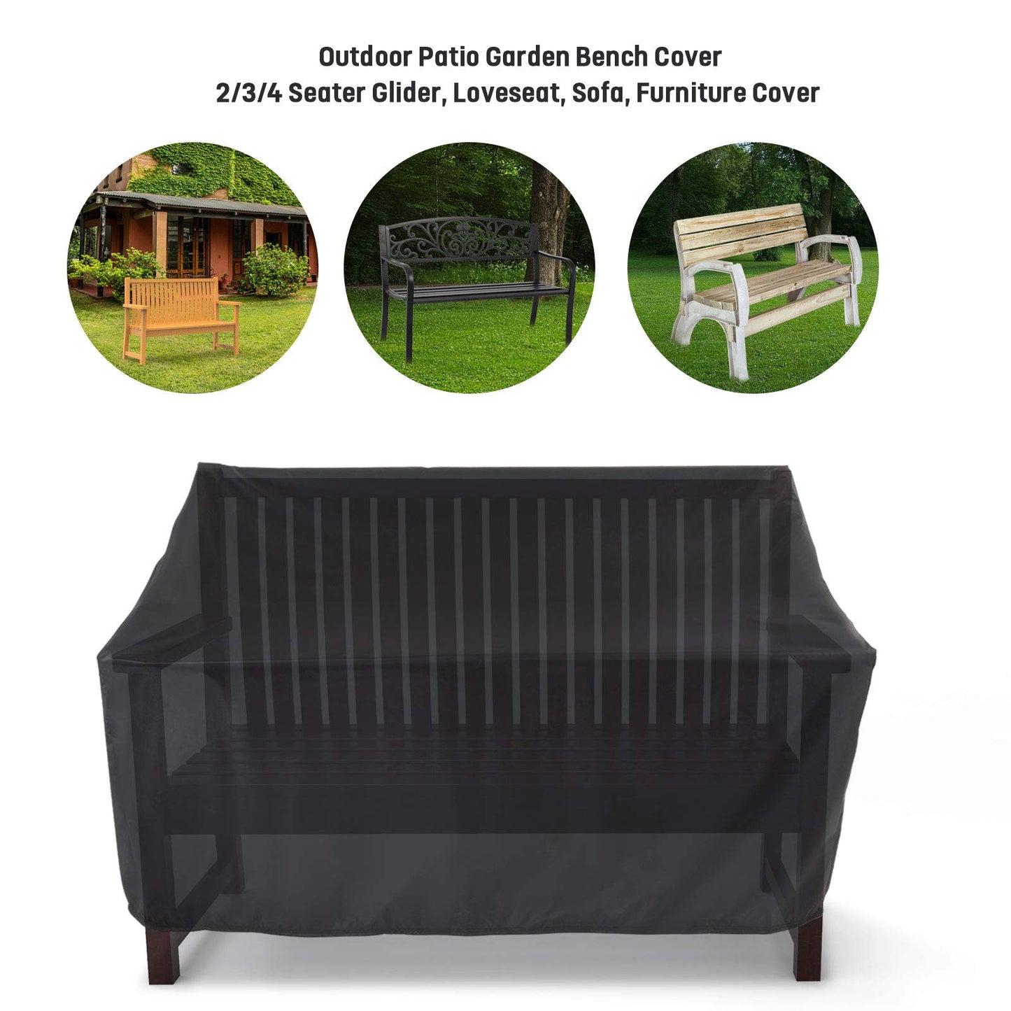 Hengme Outdoor Patio Bench Cover - 64 inch Covers for 3 Seat Outside Park Loveseat, Sofa, Glider & Furniture, Waterproof Patio Garden Bench Cover - 64 x 26 x 35 inch