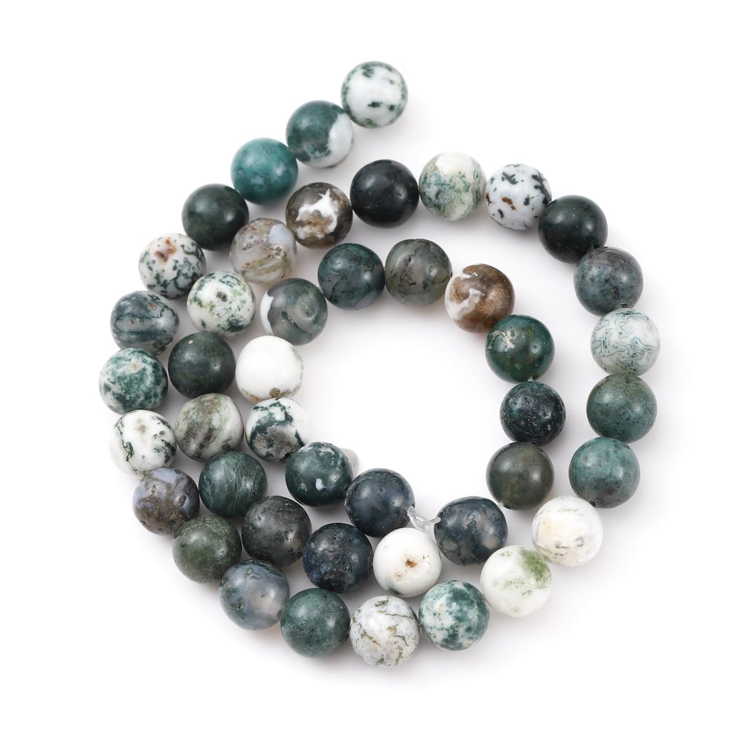 6mm 60pcs DIY Natural Tree Agate Stone Beads Round Healing Crystal Gemstone Loose Beads for Jewelry Making Handmade Bracelet Necklace