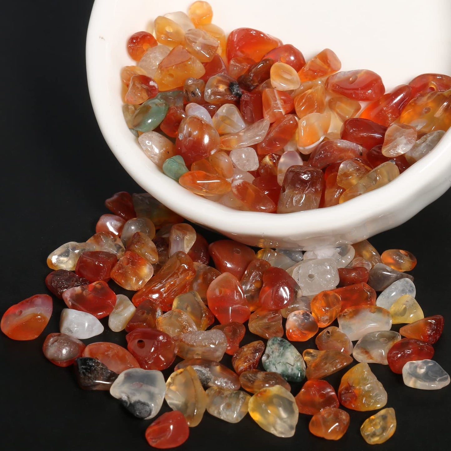 30in Red Agate Natural Chip Stone Beads 5-8mm About 230pcs, Irregular Drilled Orange Red Bead for Bracelets Jewelry Making Supplies for Adults, DIY Crafts.