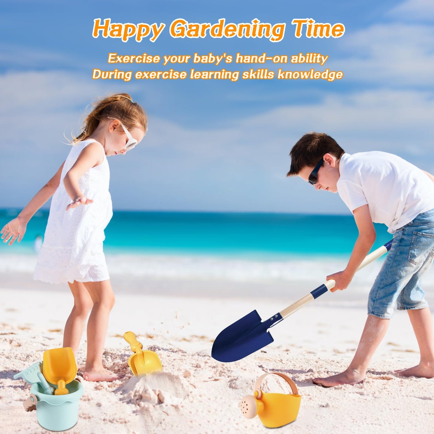 Mostop Kids Gardening Tools Outdoor Toys with Wheelbarrow, Kids Wheelbarrow Outside Toys for Kids Age 4-8, Educational STEM Learning Pretend Toys Outdoor Indoor for Toddlers Kids Boys Girls