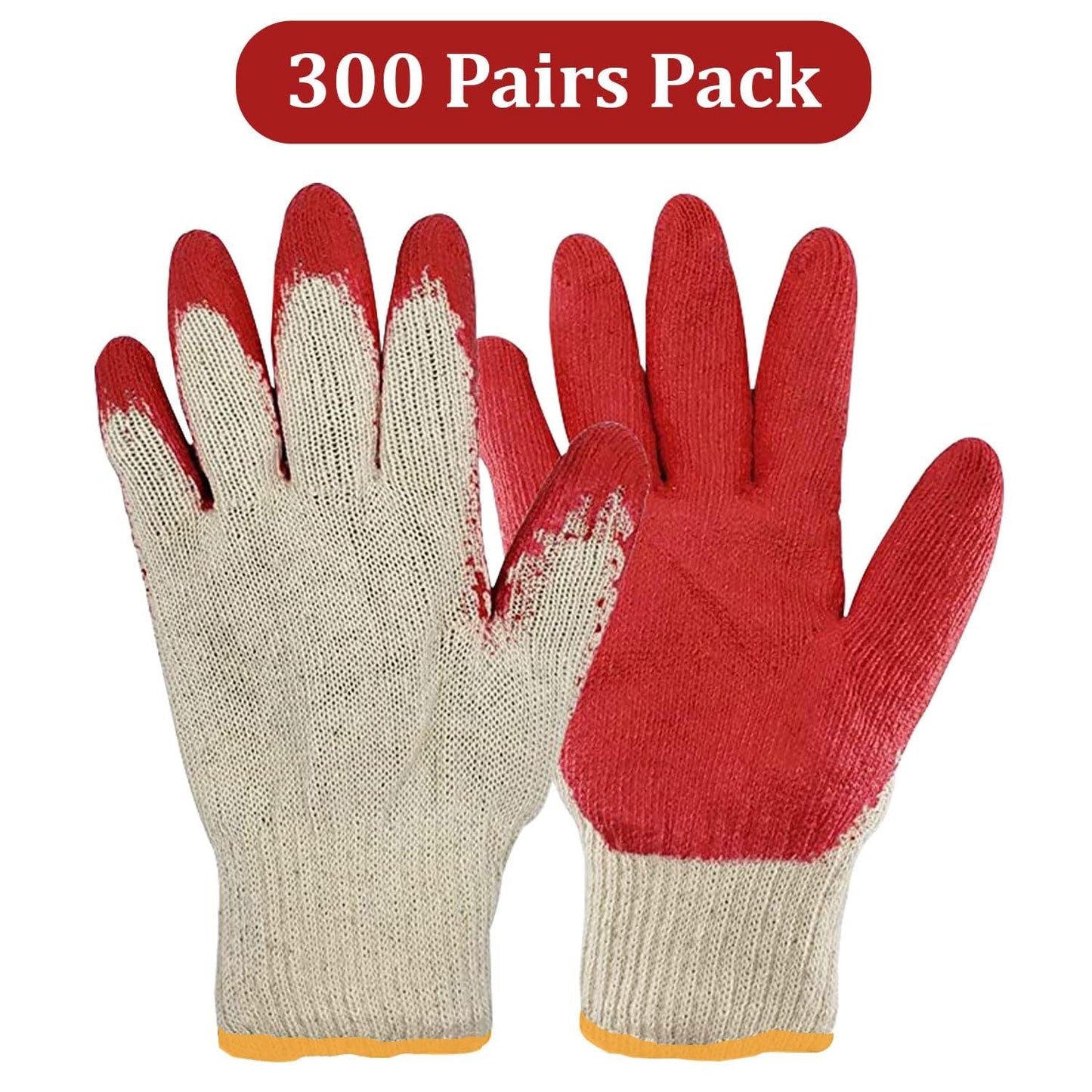 PROGEAR SAFETY 300 Pairs String Knit Red Palm Latex Dipped Work Gloves