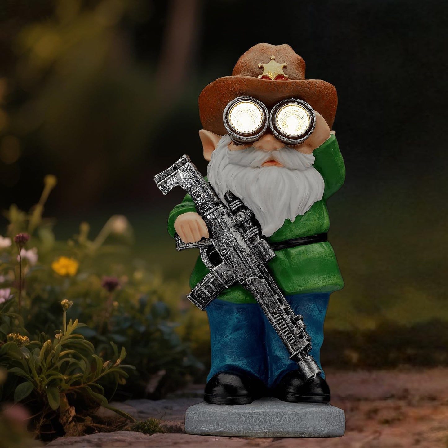 Elegondrar Funny Garden Gnomes Statue Outdoor Decor, Solar Telescope Gnome Decorations for Yard, Lawn, Patio, Porch, Christmas Birthday Housewaming Gifts for Dad, Men, Husband, 10.6 Inch, Resin