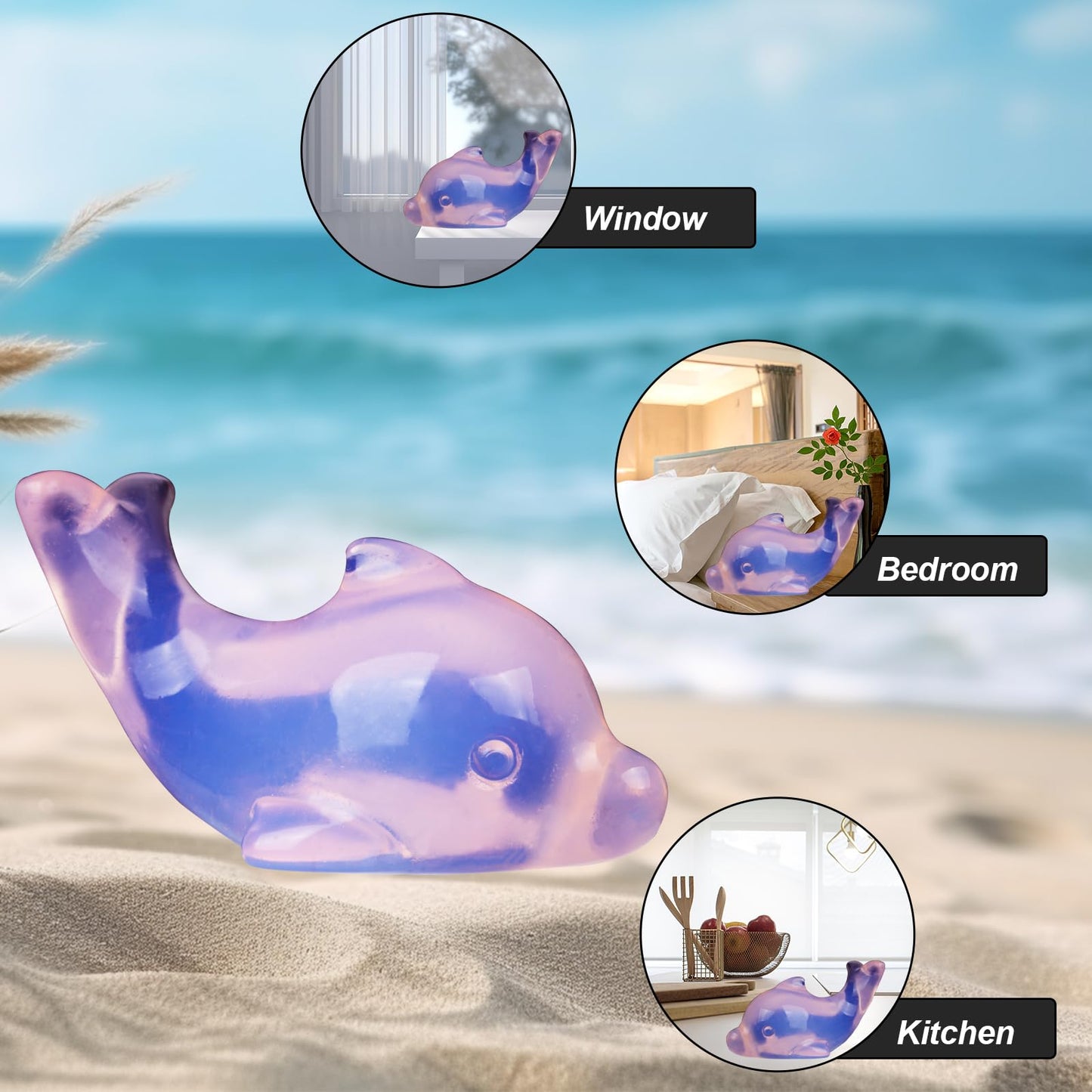 Hguxmcu Pink Opalite Crystal Dolphin Carving Hand Carved,1.8 Inch Dolphin Figurine Polished Gemstone Animal Sculpture Healing Stone Meditation Decor Gift Collection