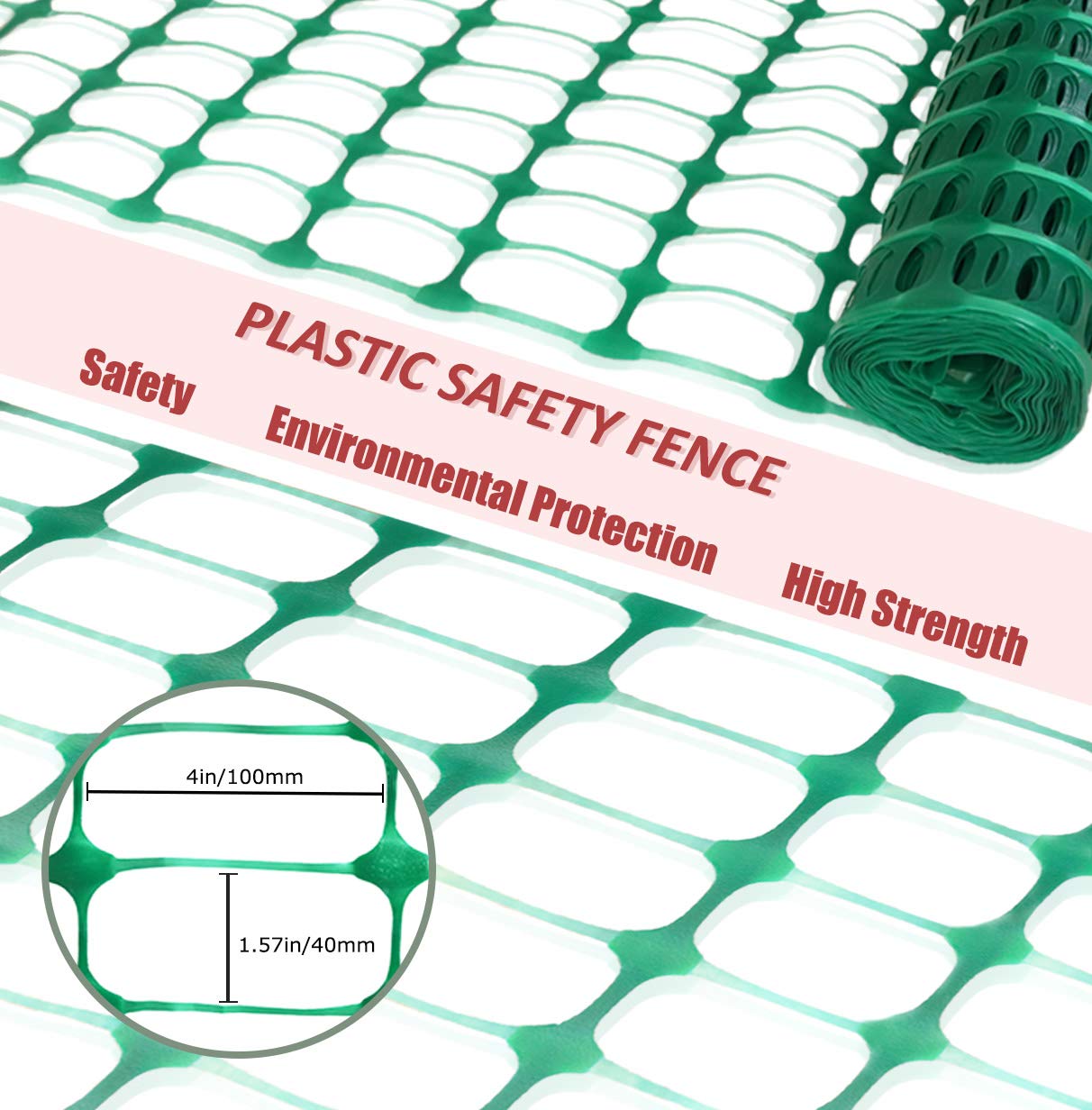 Garden Fence,Snow Fence,Plastic Safety Fence+25 Steel Plant Stakes,Patio Snow Fence 40 Inches X 100 Feet Green Plastic Garden Netting and 25 4-Foot Stakes