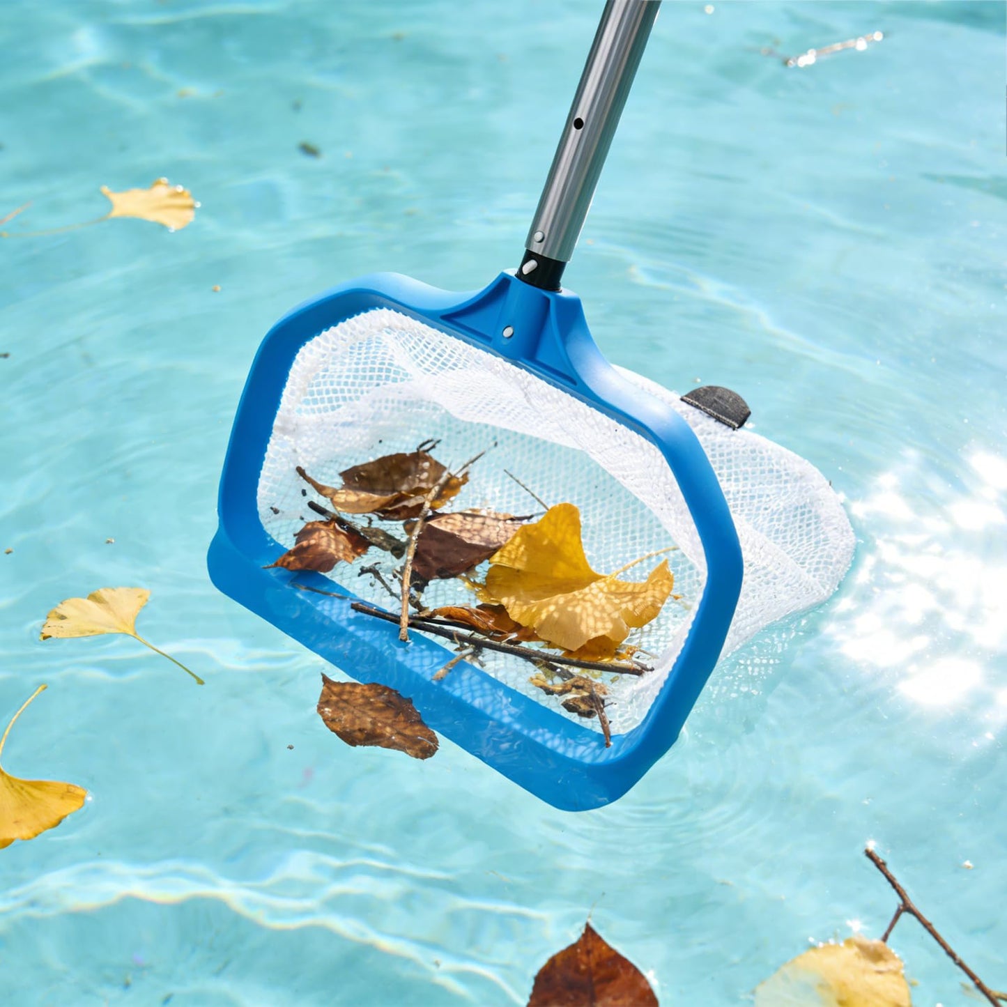 TidyMister Pool Skimmer Net with Front Double Layer Net, Ultra Fine Mesh Diamond Netting Pool Leaf Rake for Above Ground Pools & In-ground Pools, Fit with 1-1/4'' Standard Pole