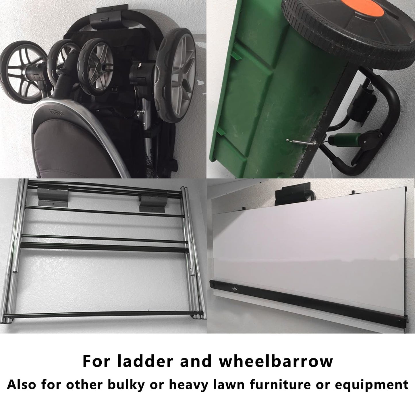 Juformin Heavy-Duty Ladder Hanger-Wall Mount Ladder Hooks for Storage-Wheelbarrow Hangers for Garage Wall-2 Pack