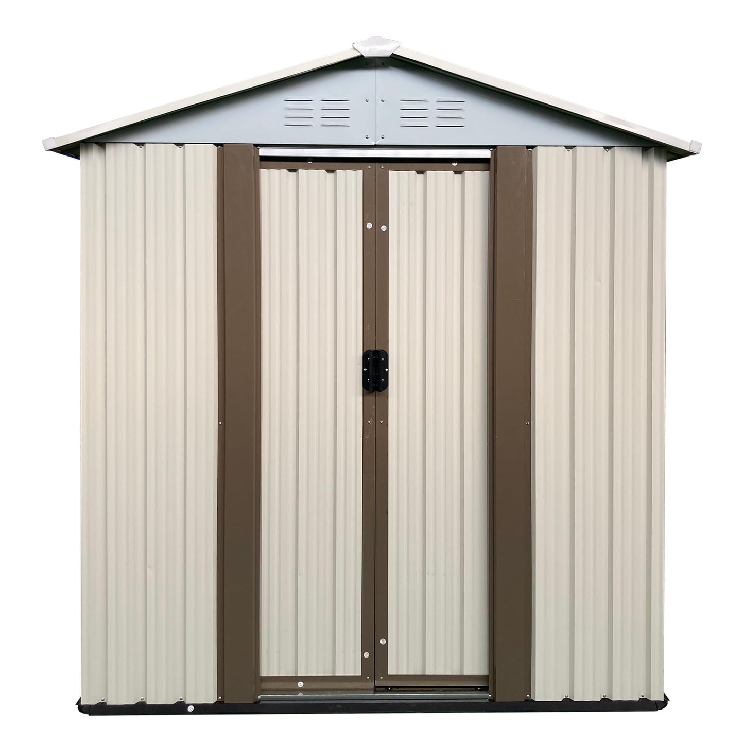Ball & Cast 5x3 FT Outdoor Storage Shed, Metal Sheds with Punched Vents and Sliding Door, Waterproof Garden Tool Shed with Aluminum Frames and Sloped Roof for Backyard Patio,Cream White