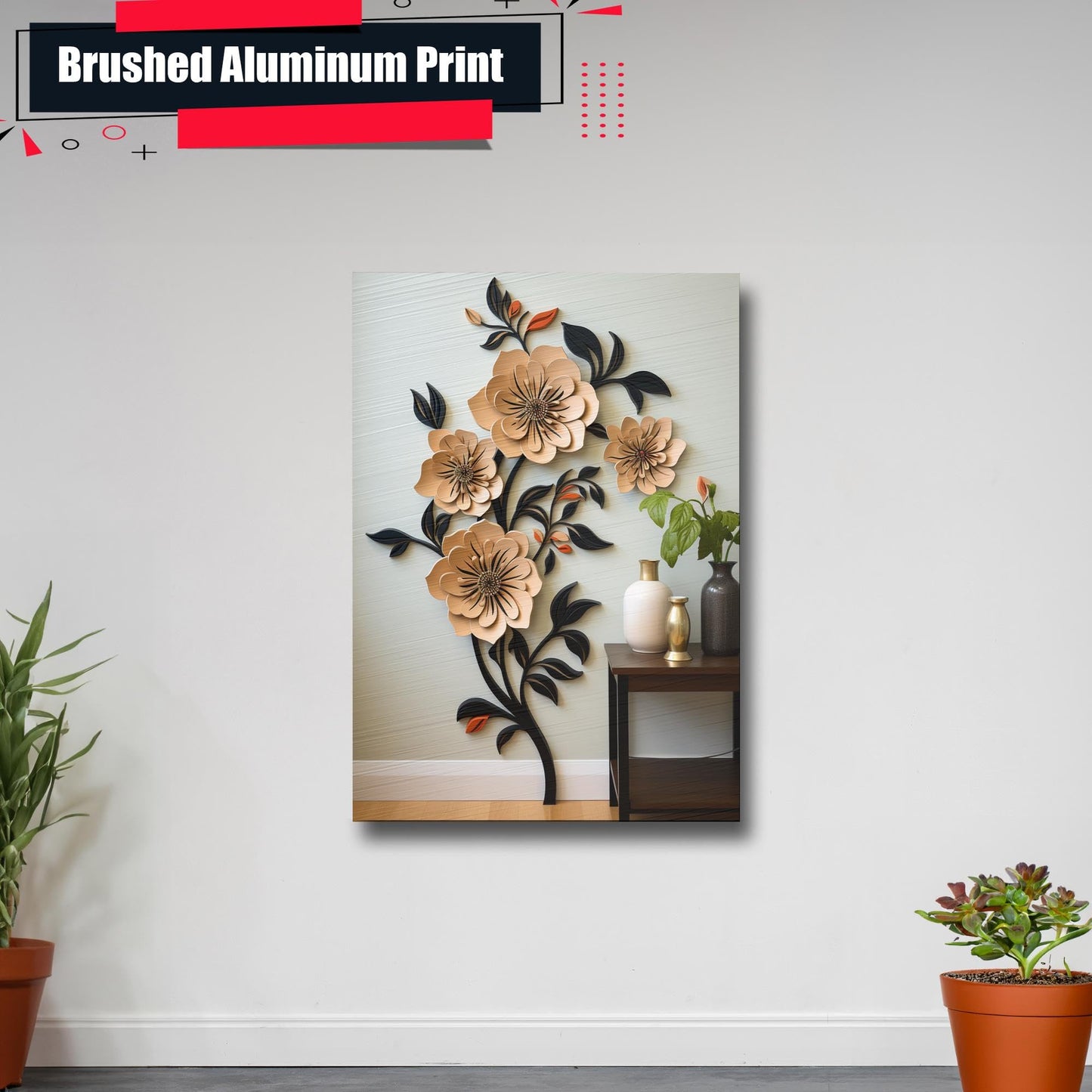 Scandinavian Folk Art, Black and Beige Abstract Botanical Wall Art for Scandinavian Home Decor, Poster, Home Decor