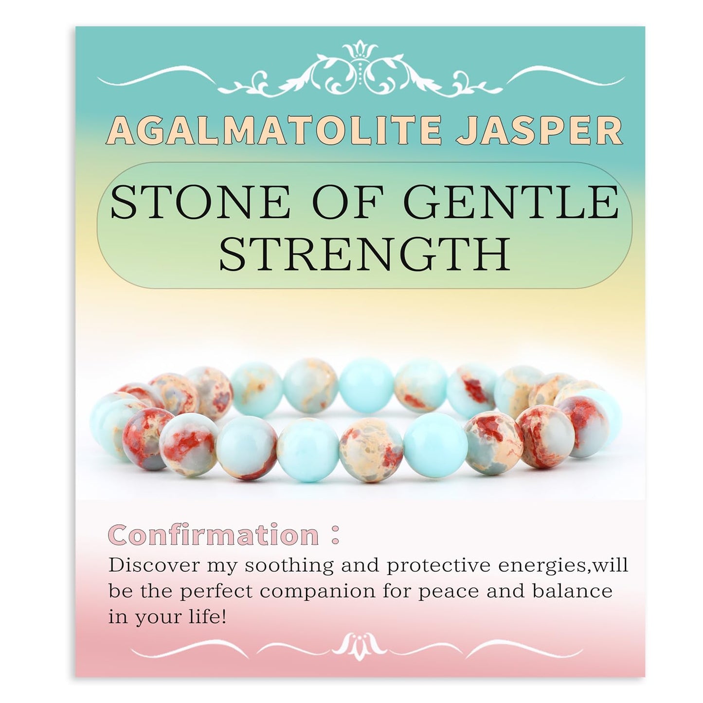Bymitel 8mm Agalmatolite Jasper - Handmade Reiki Gemstone Stretch Bracelet, Natural Beauty & Spiritual Essence, Crystal Healing for Unisex Adults