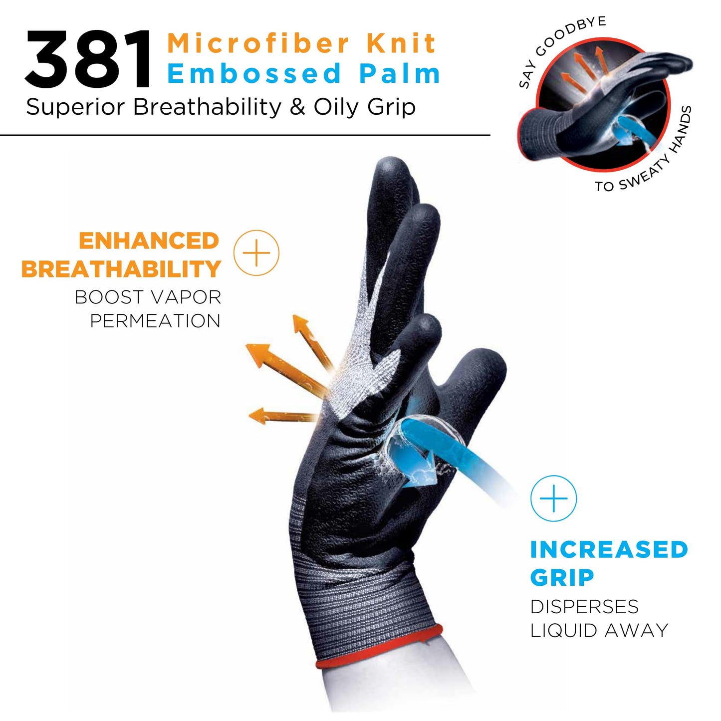 SHOWA MFT PRO 381 Foam Nitrile Palm Coated General Purpose Work Glove with Microfiber Liner, 13-Gauge, Large (12 Pair)