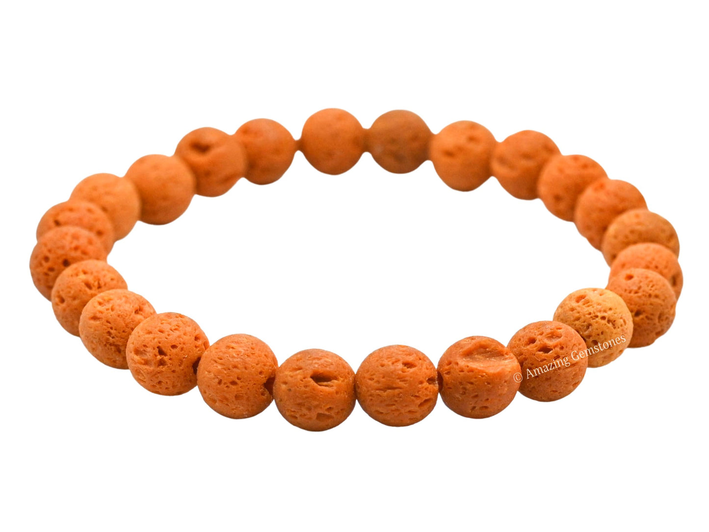 Amazing Gemstone Crystal Bracelet for Women Men's Gifts - Protection Healing Crystal Bracelet - 8mm Gemstone Beaded Stretchable Bracelet Pulseras Para Hombres Mujer Stocking Stuffers Mothers Day Gift (Orange Lava)