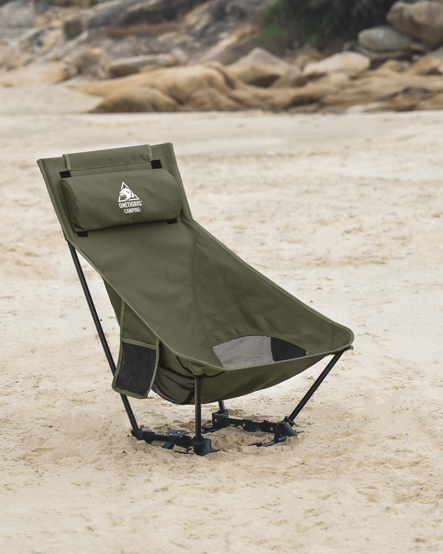 ONETIGRIS Dragonhide Oversized Camping Chair with Pillow Design, Comfortable Widened Seat Folding, 275 lbs Capacity