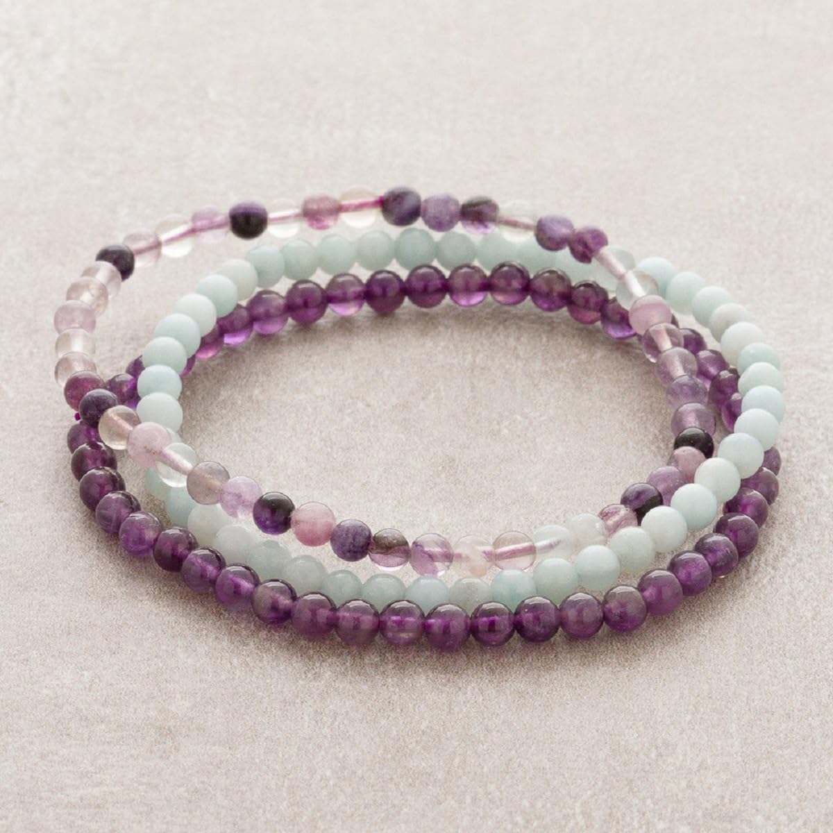 Handmade 4mm Tiny Beads Bracelet – Natural Healing Stone Beads for Yoga, Mala, and Bohemian Stacking – Stretch Bracelet for Men and Women (Snowflake Obsidian)