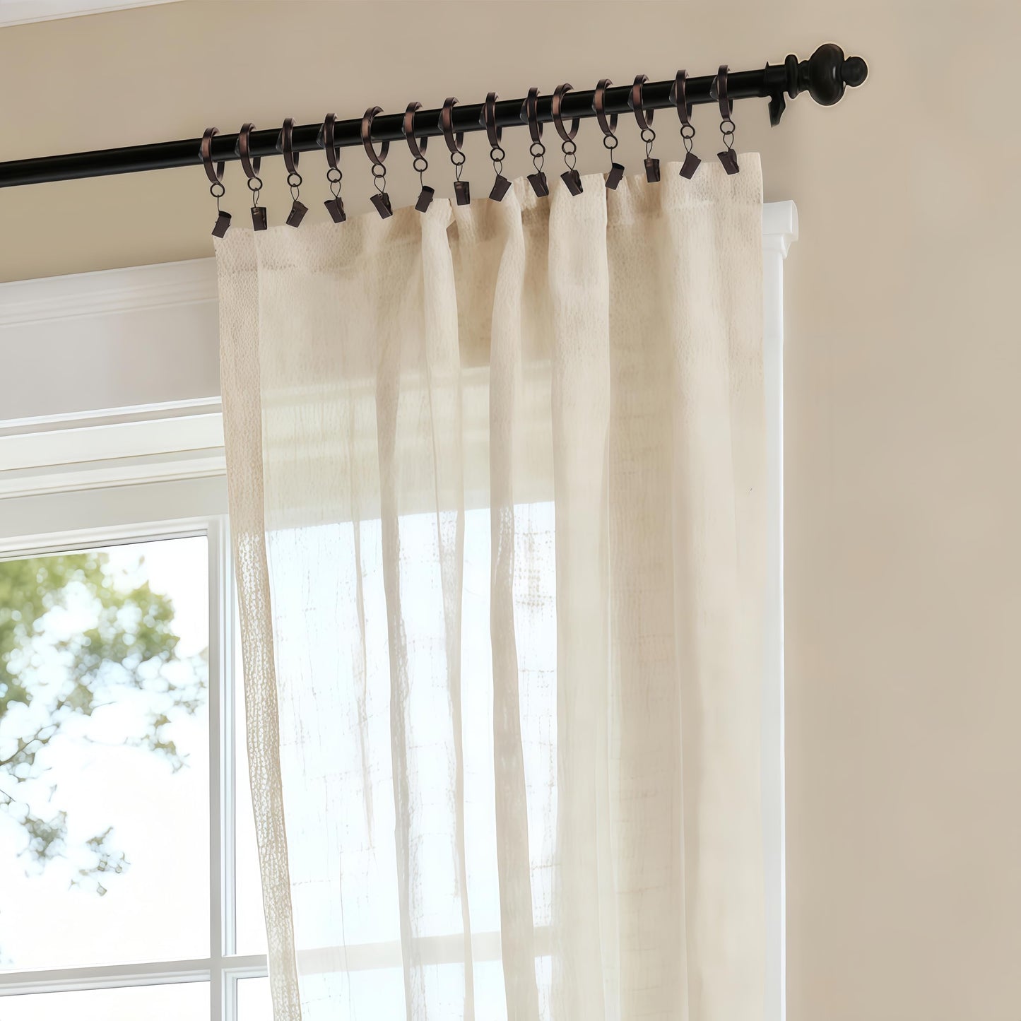 XHLTTBD 38 Pack 1.25 Inch Half-Round Coffee Gold Curtain Clip Rings - Heavy Duty Iron, Quiet Glide, Rustproof, Fits 1.0-1.2 Inches (Curtain Rod Required, Non-Drill)