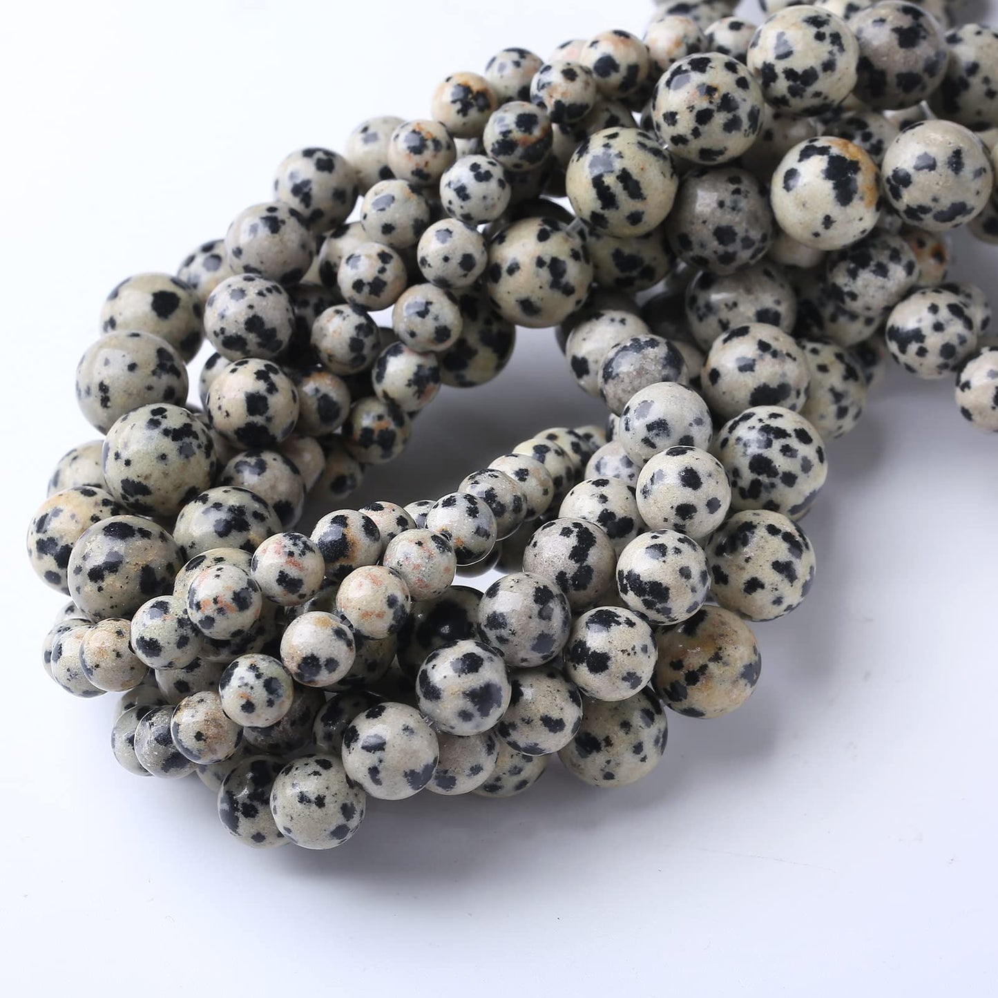 45PCS 8MM Natural Dalmatian Jasper Stone Beads Energy Healing Beads for DIY Jewelry Bracelet Necklace Making for Jewelry Making15Inch