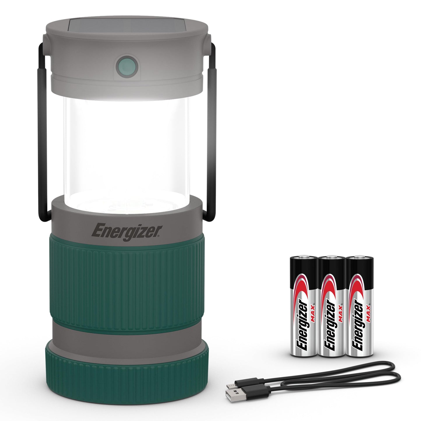 Energizer S-500 Hybrid Power Camping Lantern, Solar, Rechargeable, or AA Battery Powered, IPX4 Water Resistant Bright LED Lantern