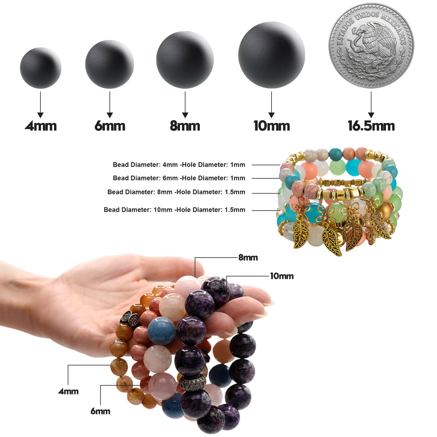NITOPUPU 100Pcs 8mm Natural Matte Howlite Beads Round Loose Gemstone Stone Beads for Jewerly Making with Crystal Stretch Cord