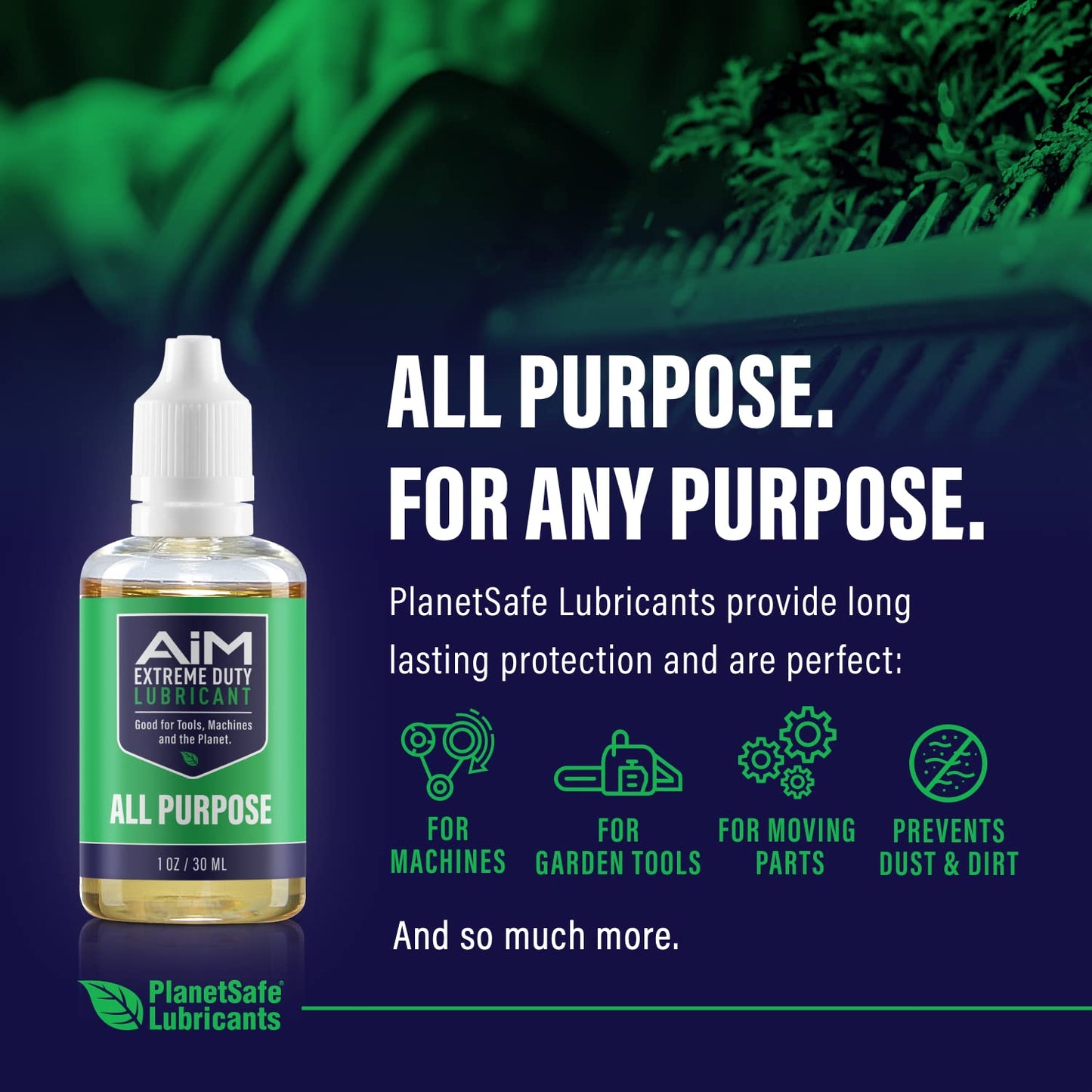 PlanetSafe Lubricants Hedge Trimmer Oil for Blades - 1 oz + 4 oz - Spray & Cleaner for Tools - Lubricating Oil for Mini Chainsaw - Resin Solvent for Hedge Trimmer - Made in the USA