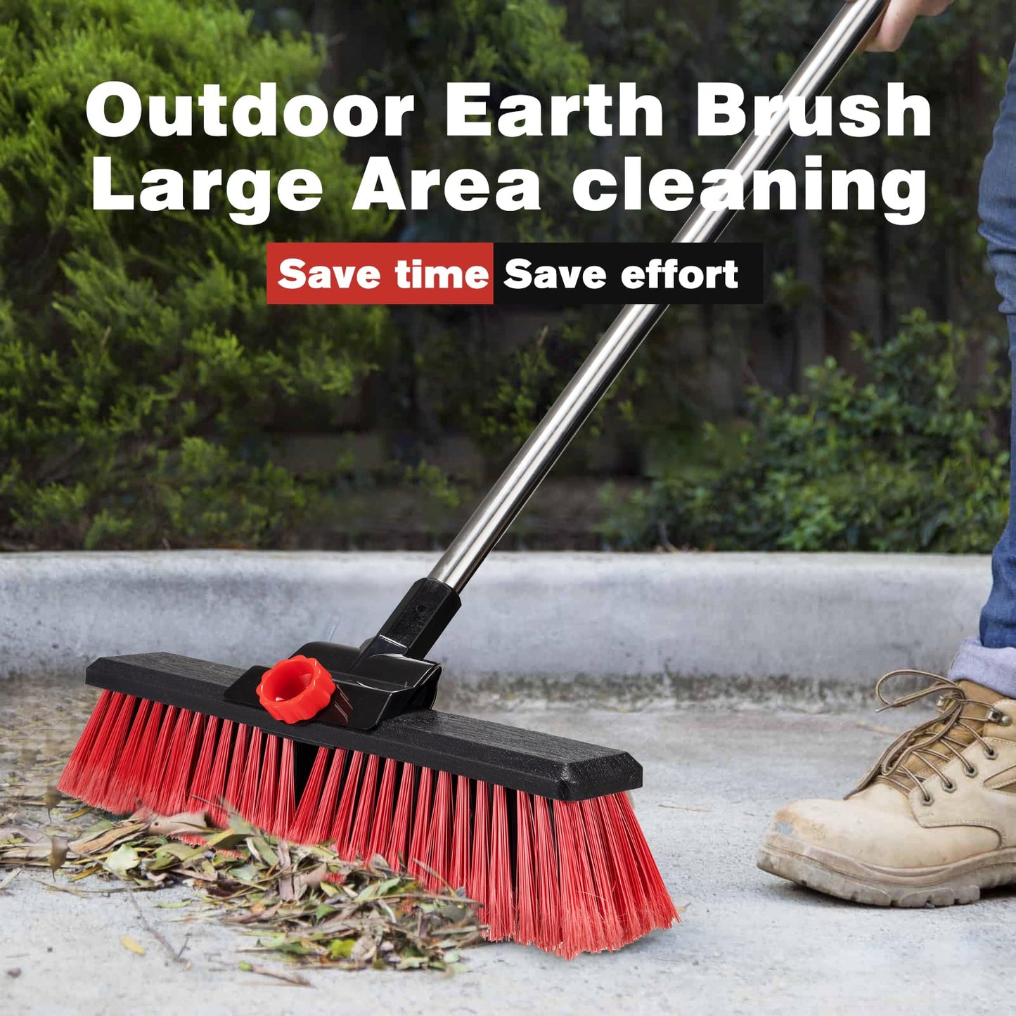 16.5" Outdoor Broom for Floor Cleaning Heavy Duty Push Broom with 53" Long Handle,Outdoor Broom for Deck,Driveway,Garage,Yard,Deck,Patio,Warehouse,Concrete