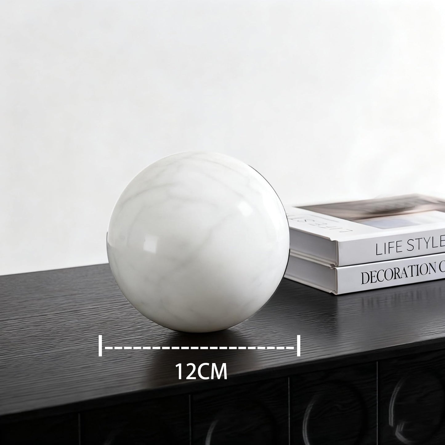 SIRIZEN-DIVING White Natural Marble Decorative Sphere Set, Heavy Solid Stone Balls for Home Decor, Bedroom, Entryway, Hotel, Dining Room Tabletop Display (12cm Diameter)