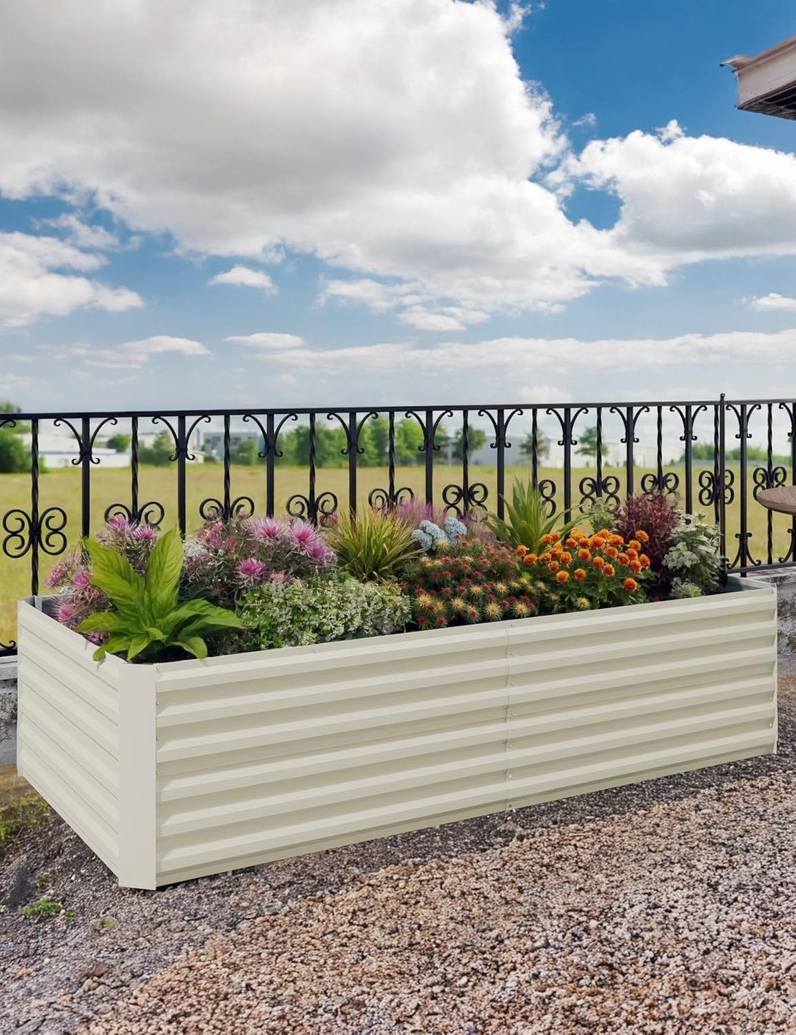 IDEALHOUSE 6x3x2 Ft Galvanized Metal Raised Garden Bed, 24-Inch Tall Heavy Duty Planter Box for Vegetables, Herbs & Flowers, Rust-Resistant Outdoor Gardening Bed, Beige
