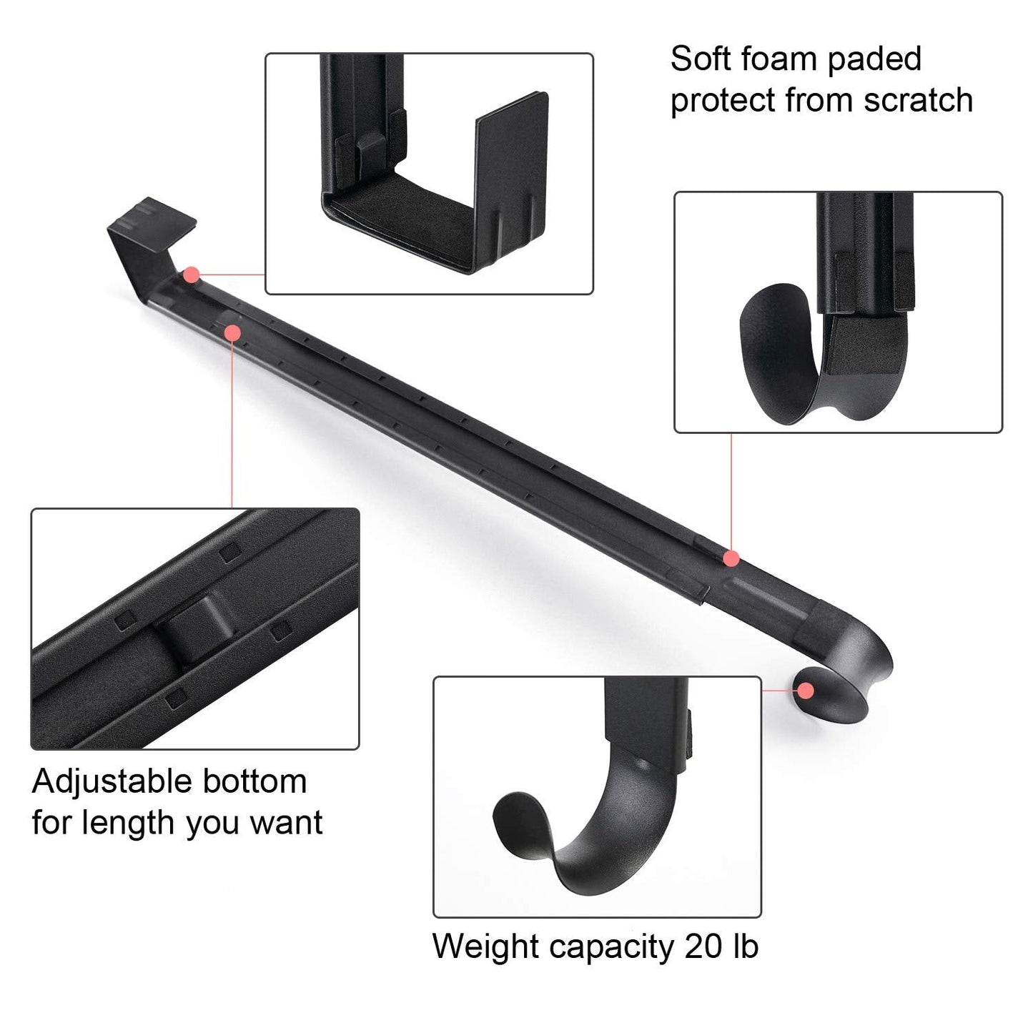 Myfolrena Wreath Hanger Adjustable Door Hanger Wreath Hanger for Front Door 15 to 24inch,Wreath Hook, Hold Up 20lb (Black,1 Pack)