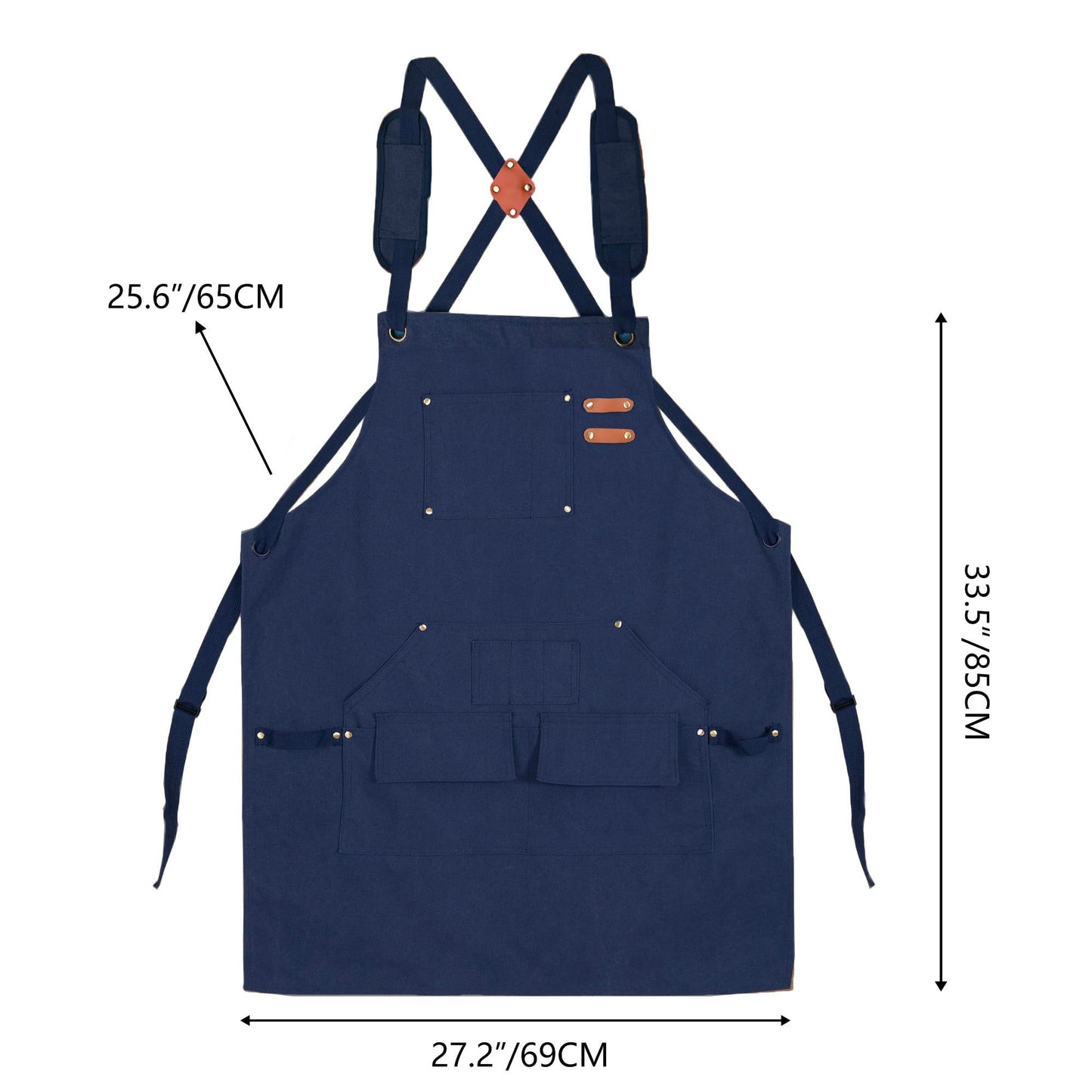 Tosewever Work Aprons for Men with Large Pockets, Canvas Cross Back Heavy Duty Adjustable Tool Aprons for Chef Cooking BBQ (Blue)