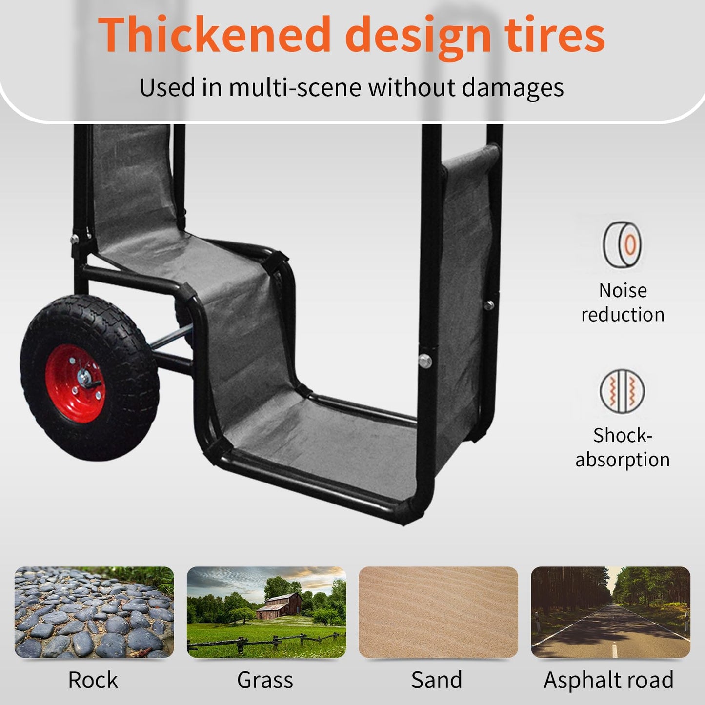 Doublehorse Firewood Cart with Pneumatic Wheel: 27 x 20 x 44 in Large Heavy Duty Metal Waterproof Portable Storage Rack - for Outdoor Camping Backyard Fireplace Indoor Use for Women Men