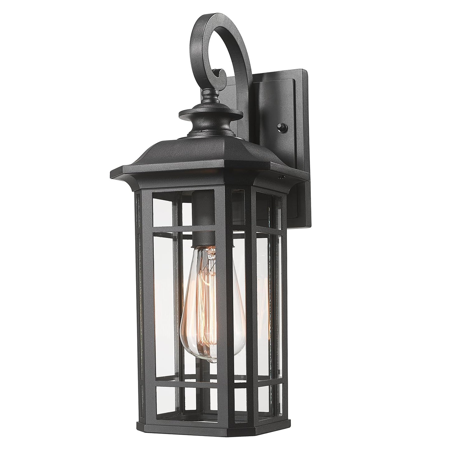 Starcurin Outdoor Porch Lights Wall Mount, Outdoor Wall Light Fixtures Exterior Lights for House, Black Lantern Cage Coach Carriage Light with Clear Glass for Front Door Garage Patio