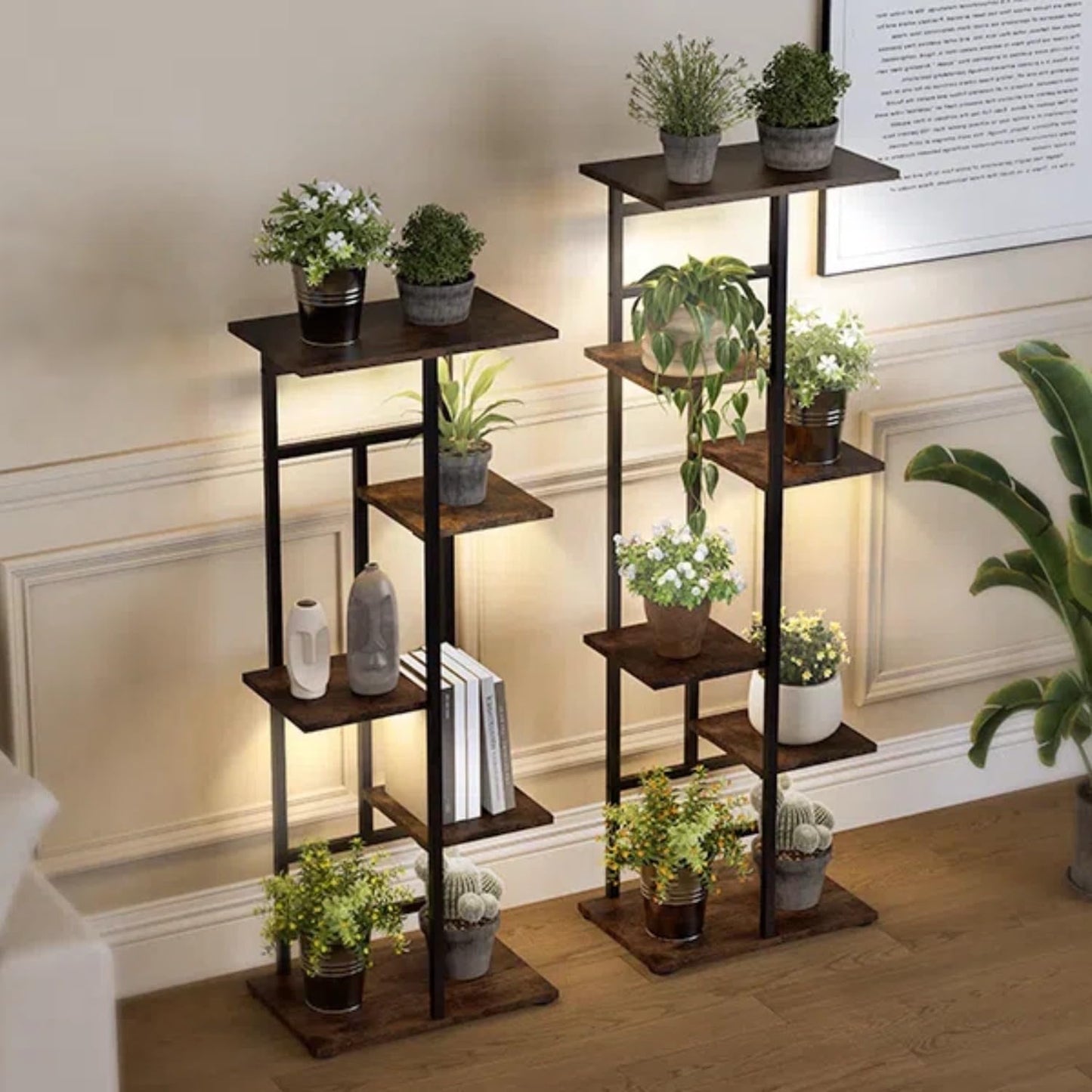 Forotone Plant Stand Indoor with Grow Lights, 5-Tiered Tall Plant Shelf Indoor Corner Plant Shelves Plant Rack Display Flower Holder for Living Room, Patio, Balcony