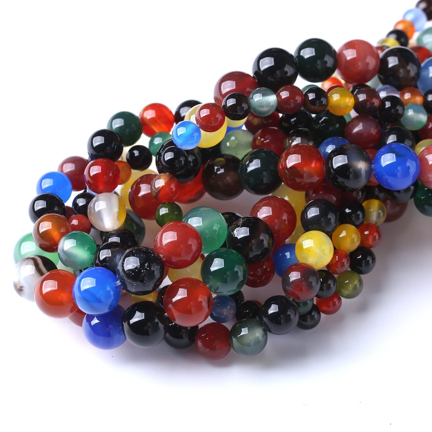 45PCS 8MM Natural Colorful Agate Stone Beads Energy Healing Beads for DIY Jewelry Bracelet Necklace Making for Jewelry Making15Inch
