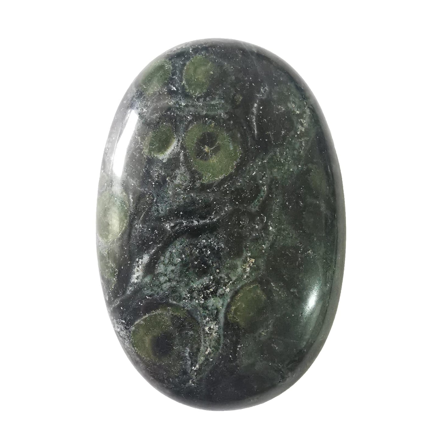 Loveliome Natural Kambaba Jasper Oval Polished Worry Stones, Healing Crystal Indoor Fountain Stones Massage Energy Anxiety Relief Items