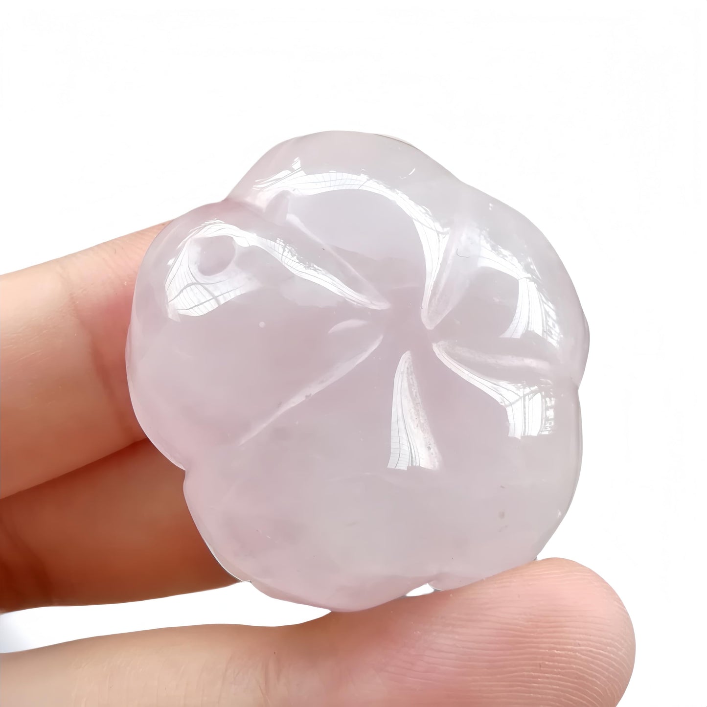 Sunshcat Natural Rose Quartz Crystal Rose Pendant,Three Dimensional Carved Healing Meditation Jewelry Crystals and Healing Stone Figurine,Suitable for DIY Jewelry Making and Valentine's Day Gift