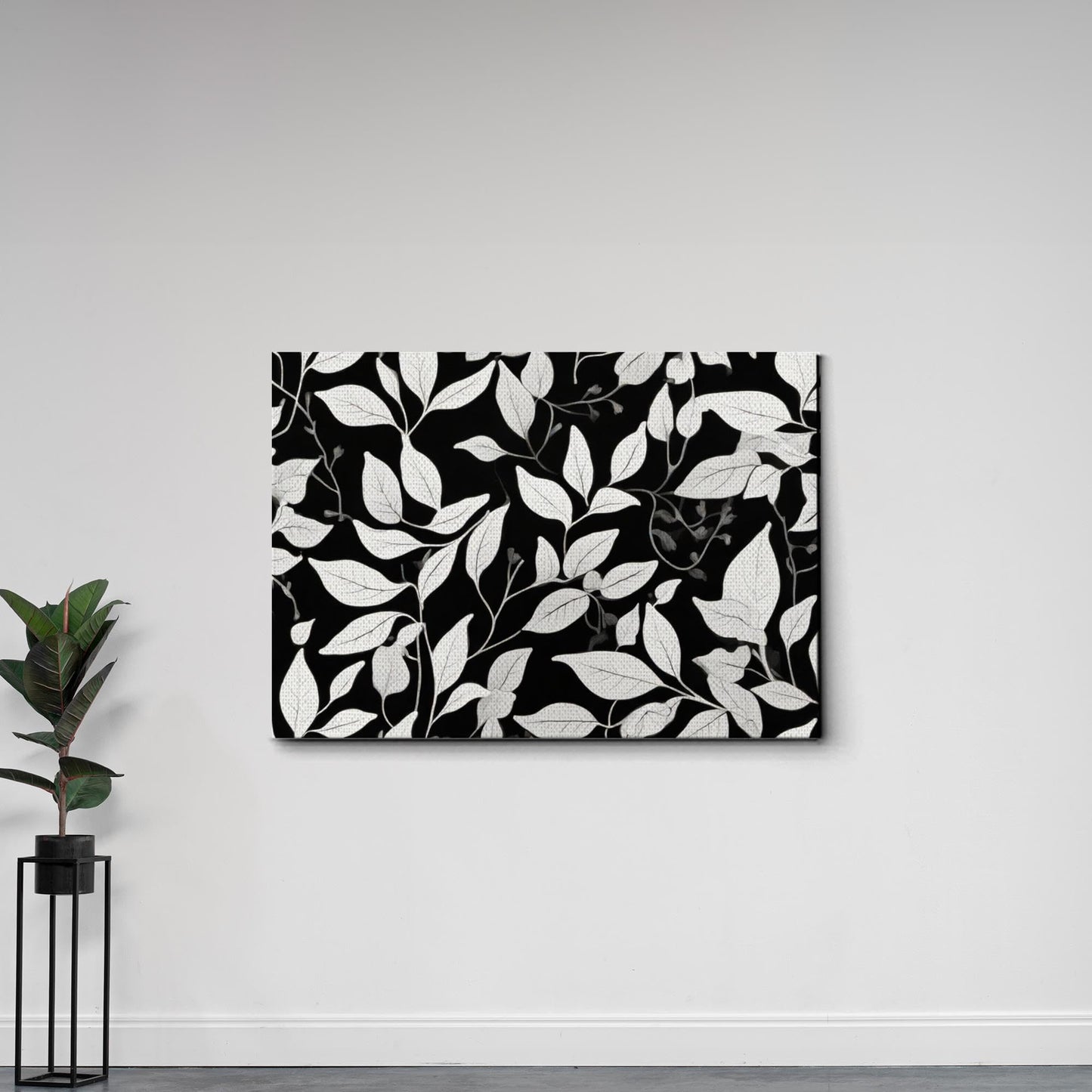 Canvas Print Scandinavian Folk Art Black and Beige Abstract Botanical Wall Art for Scandinavian Home Decor Decor Canvas, Print