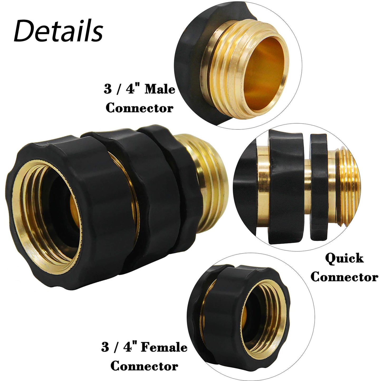 Triumpeek 3/4" Garden Hose Connector, 9 Pieces Garden Hose Quick Connect Fittings, Male and Female Quick Release Garden Hose Connector