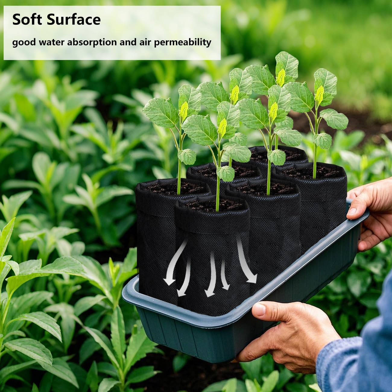 Belit 100 Pcs 13.5" H Nursery Grow Bags, Non-Woven Plants Pots Container for Starting Deep Rooted Plants Vegetable, Flower, Seedling Tree, Black