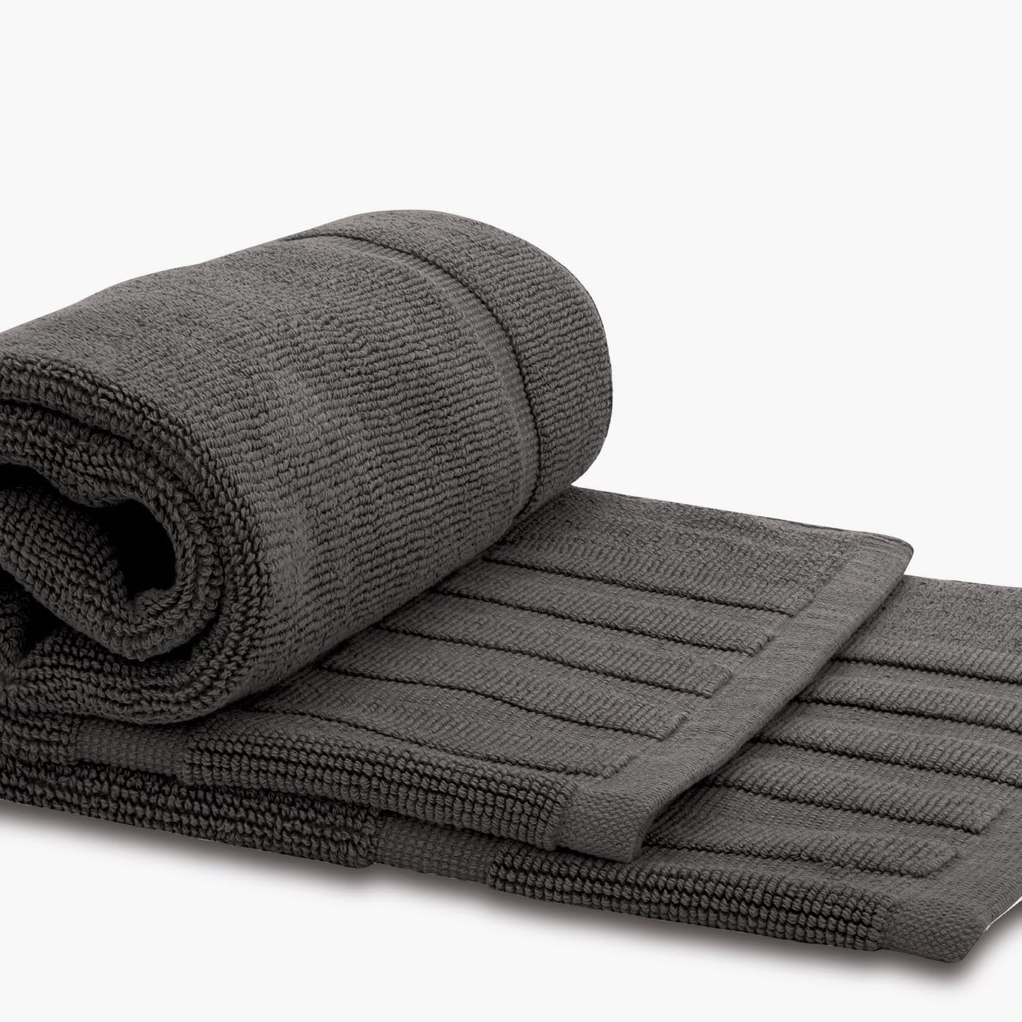 White Classic Luxury Bath Mat Floor Towel Set - Absorbent Cotton Hotel Spa Shower/Bathtub Mats [Not a Bathroom Rug] 22"x34" | 2 Pack | Charcoal