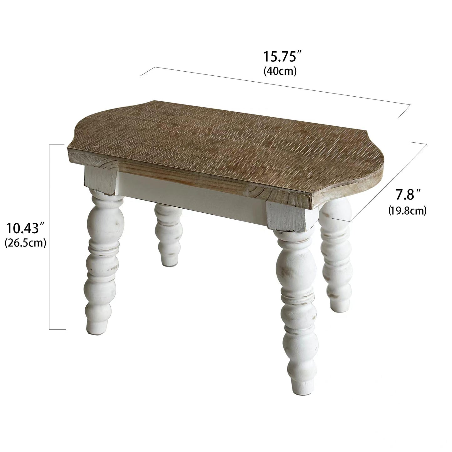 dwellington Wooden Bathroom Farmhouse Step Stool, Wood Foot Stool for Adults Kids, Bedside Step Plant Stand for Kitchen