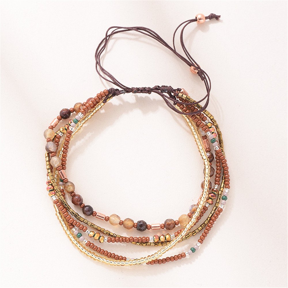 JOYA GIFT Handmade Adjustable Wrap Bracelet Bohemian String Braided Beads Anklets Gifts for Women