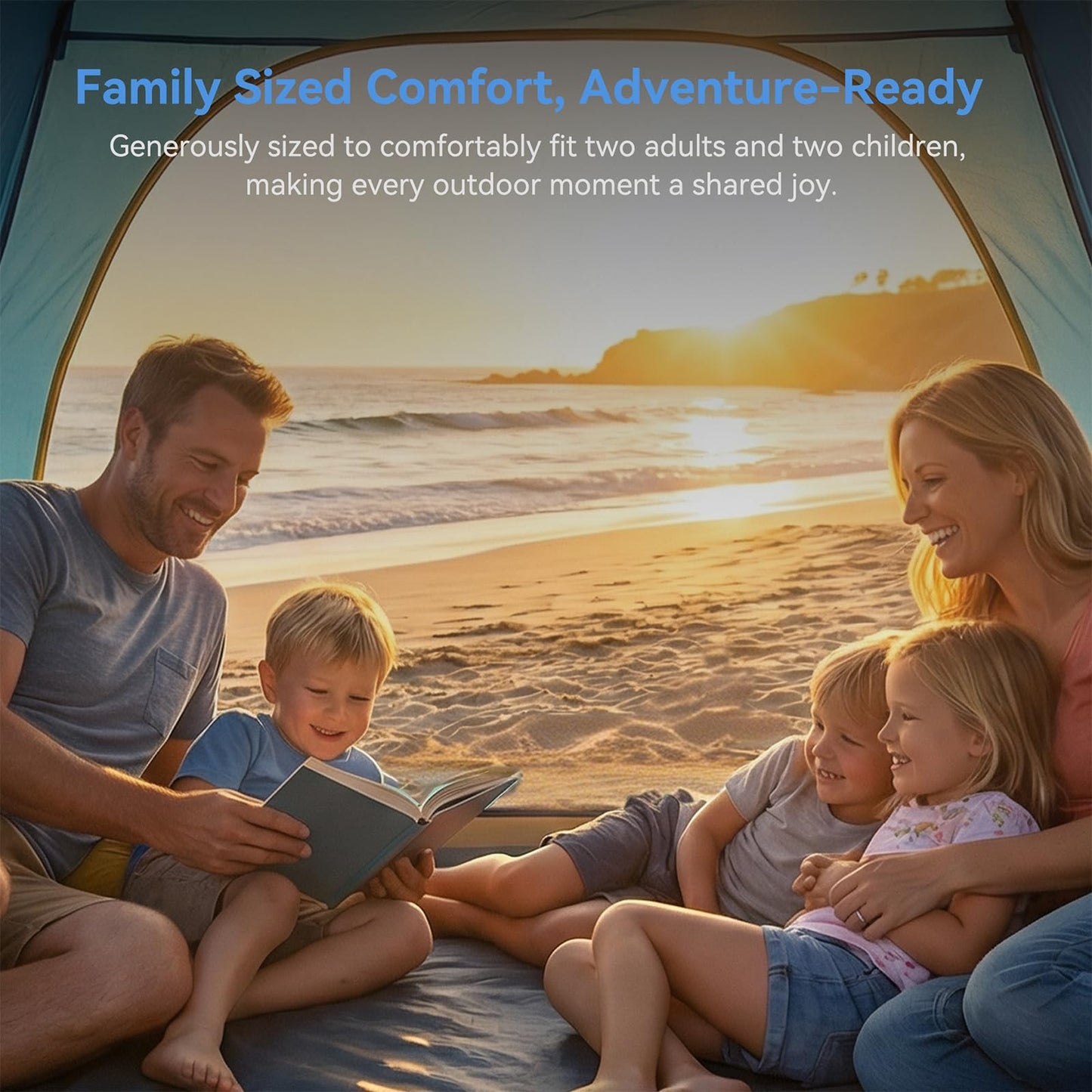 Beach Tent Sun Shelter, Portable Pop Up Beach Tent for 4-5 Person with UPF 50＋ UV Protection, Easy Setup Lightweight Waterproof Ventilation Design Family Sun Shelters for The Beaches